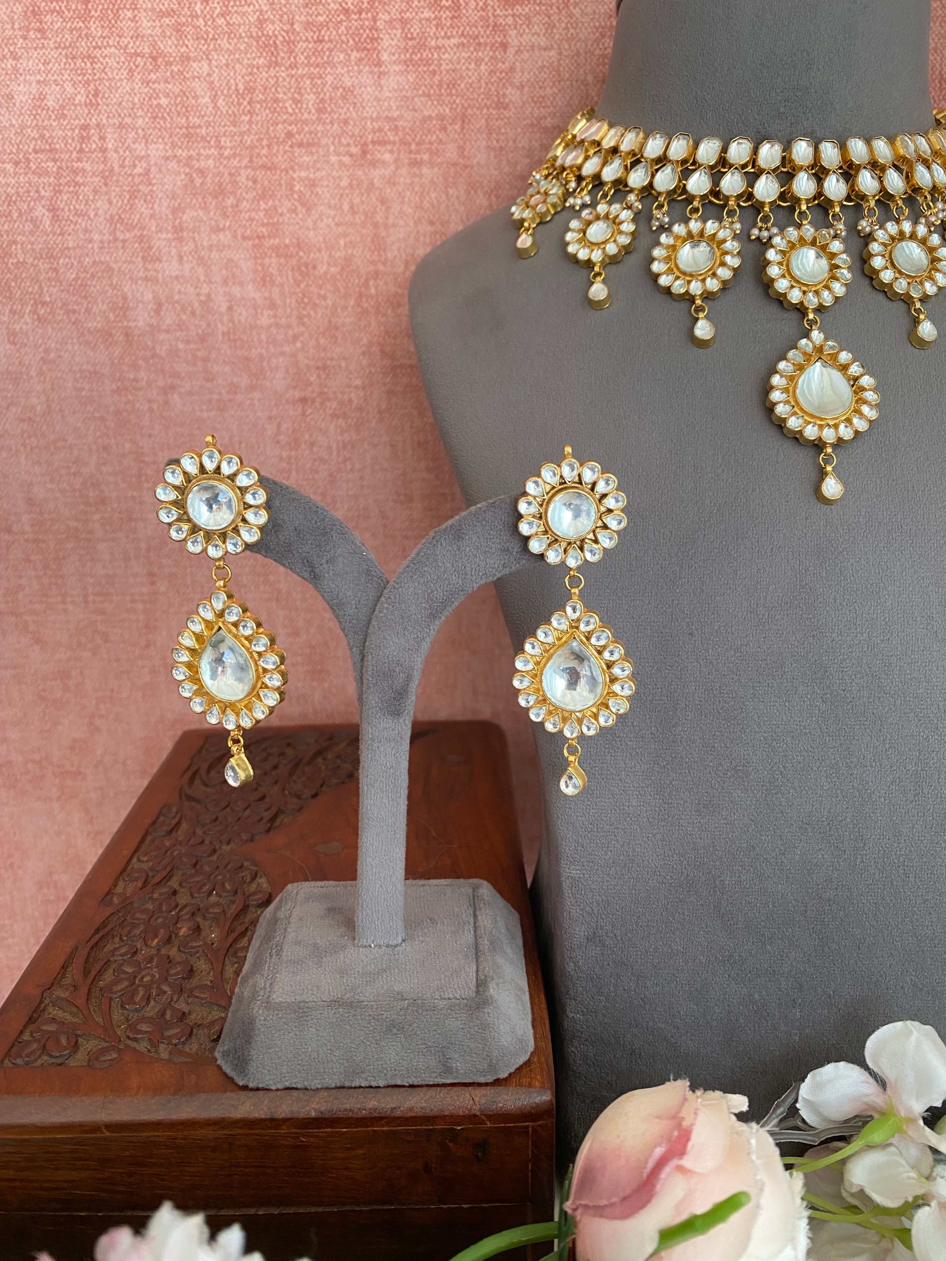 Gold Plated Kundan Necklace Set