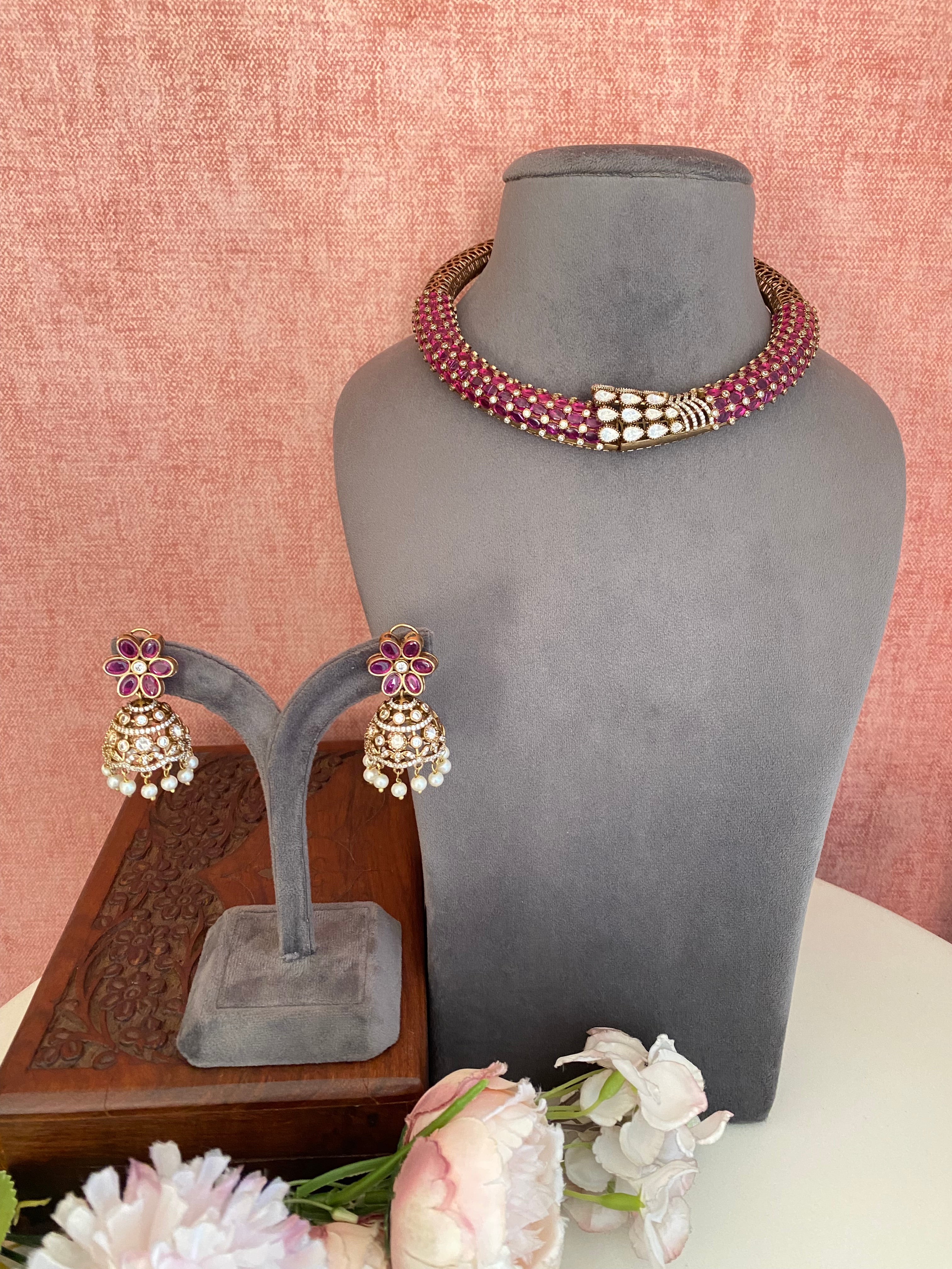 Moissanite Hasli with Jhumka