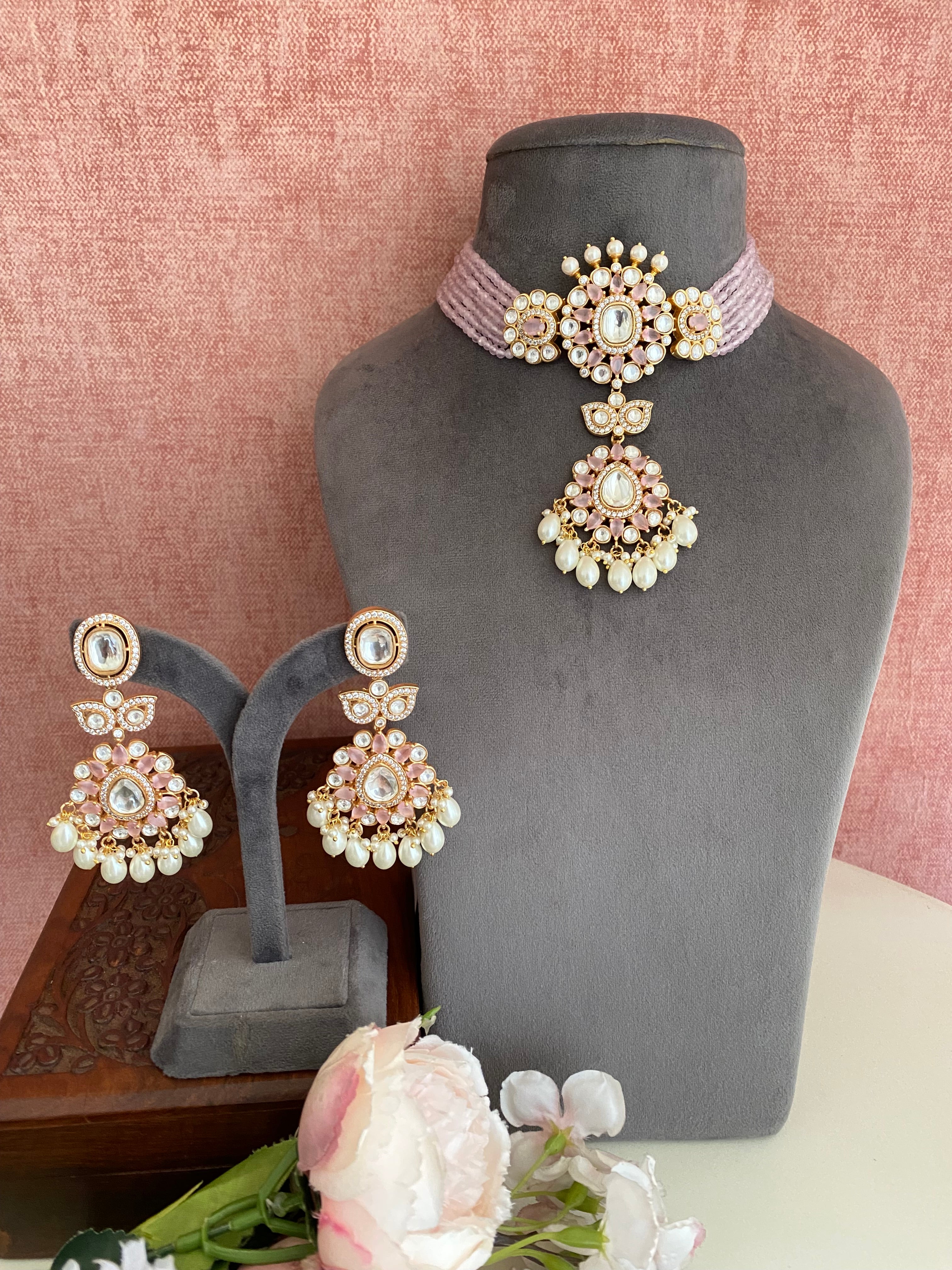 Gold plated Pink Chokar Set