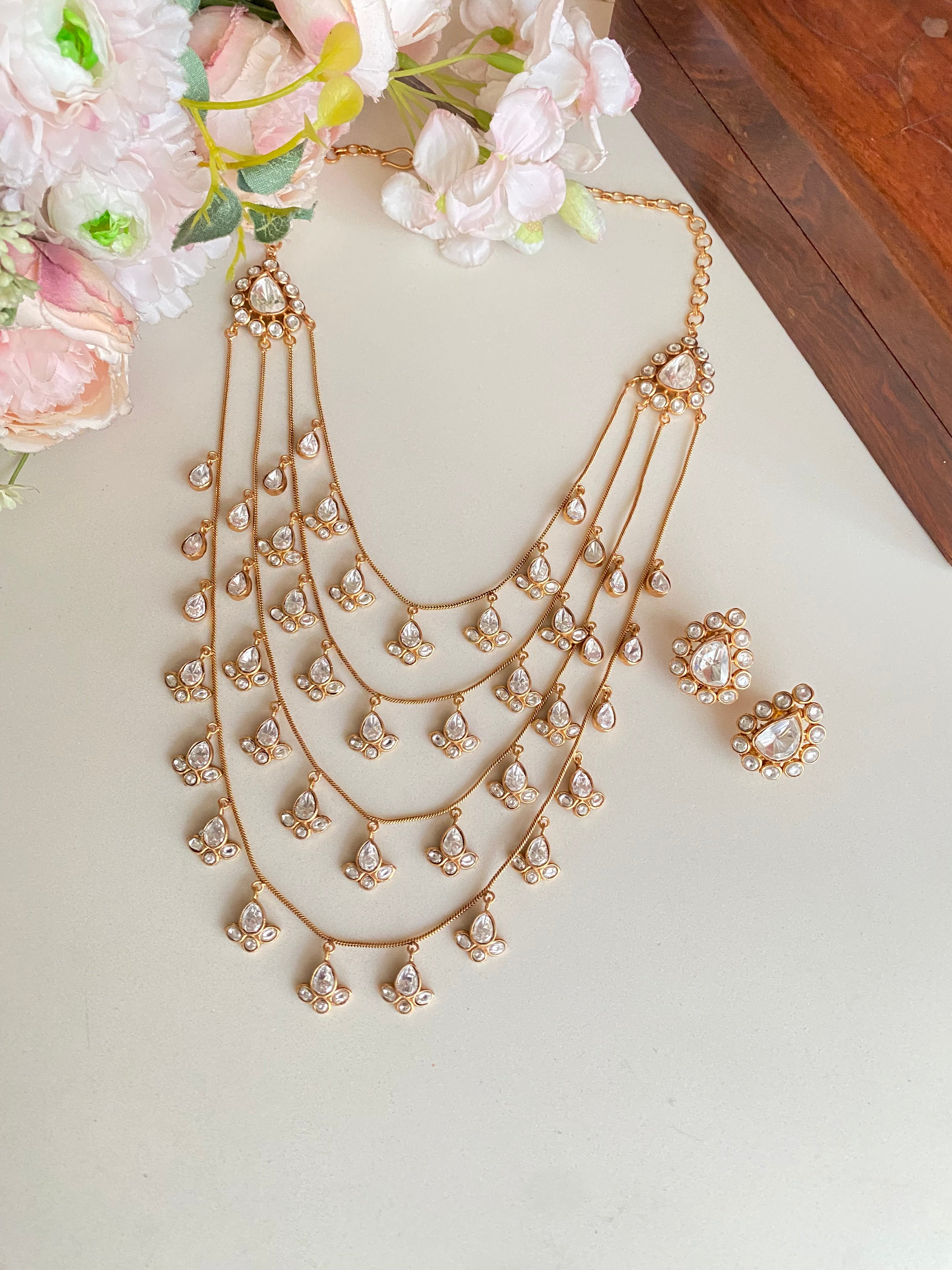 Moissanite 4-Line Necklace Set