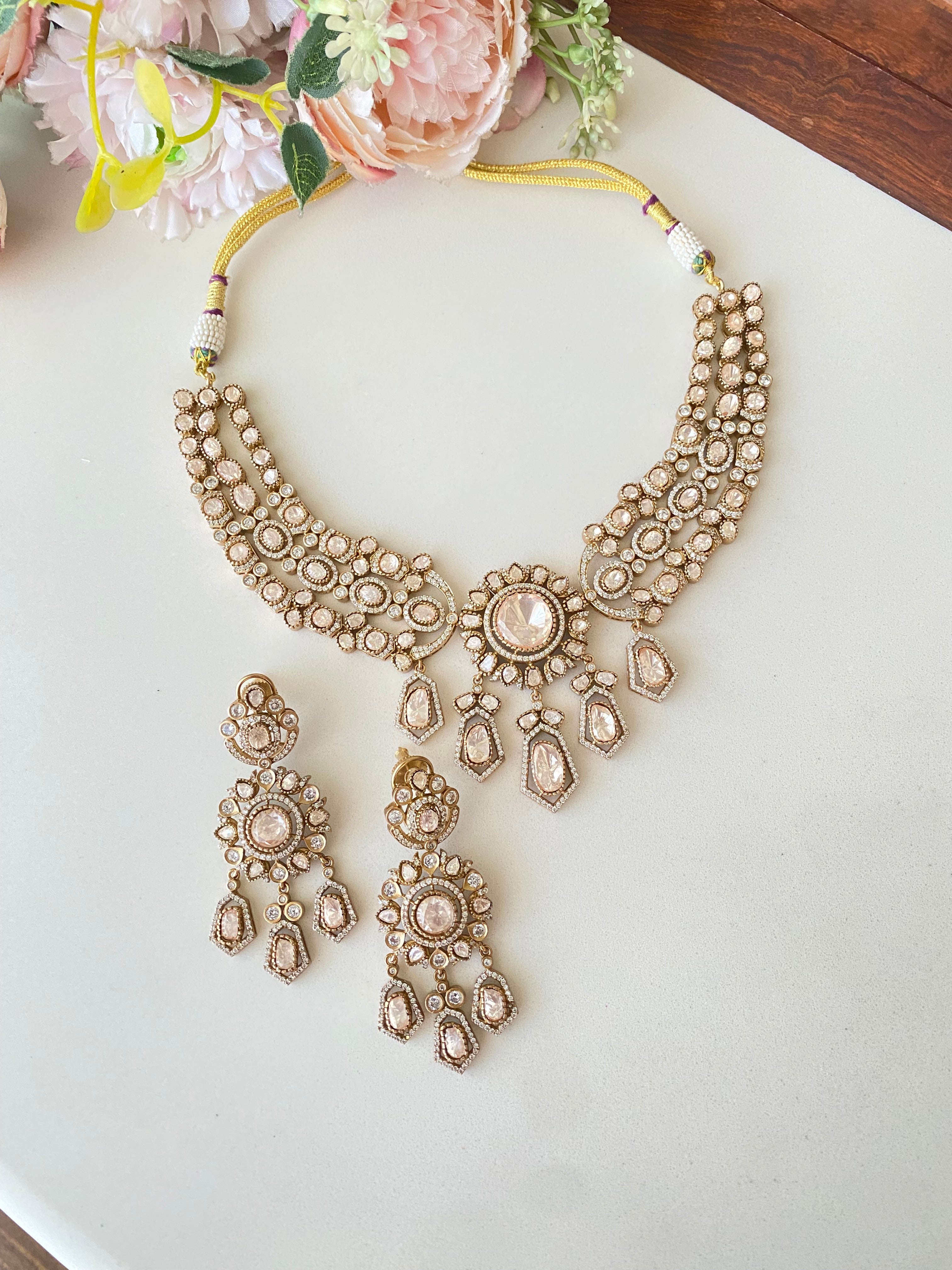 Moissanite Polki Necklace Set