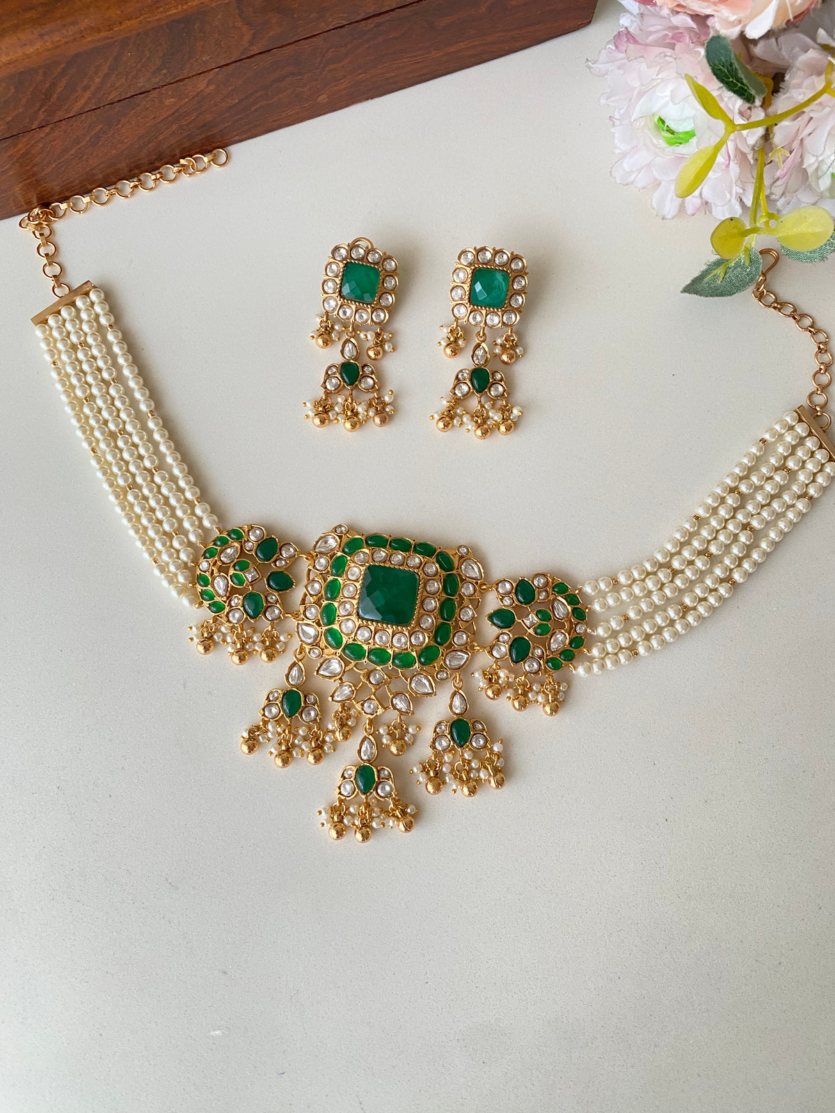 Moissanite Polki Necklace Set