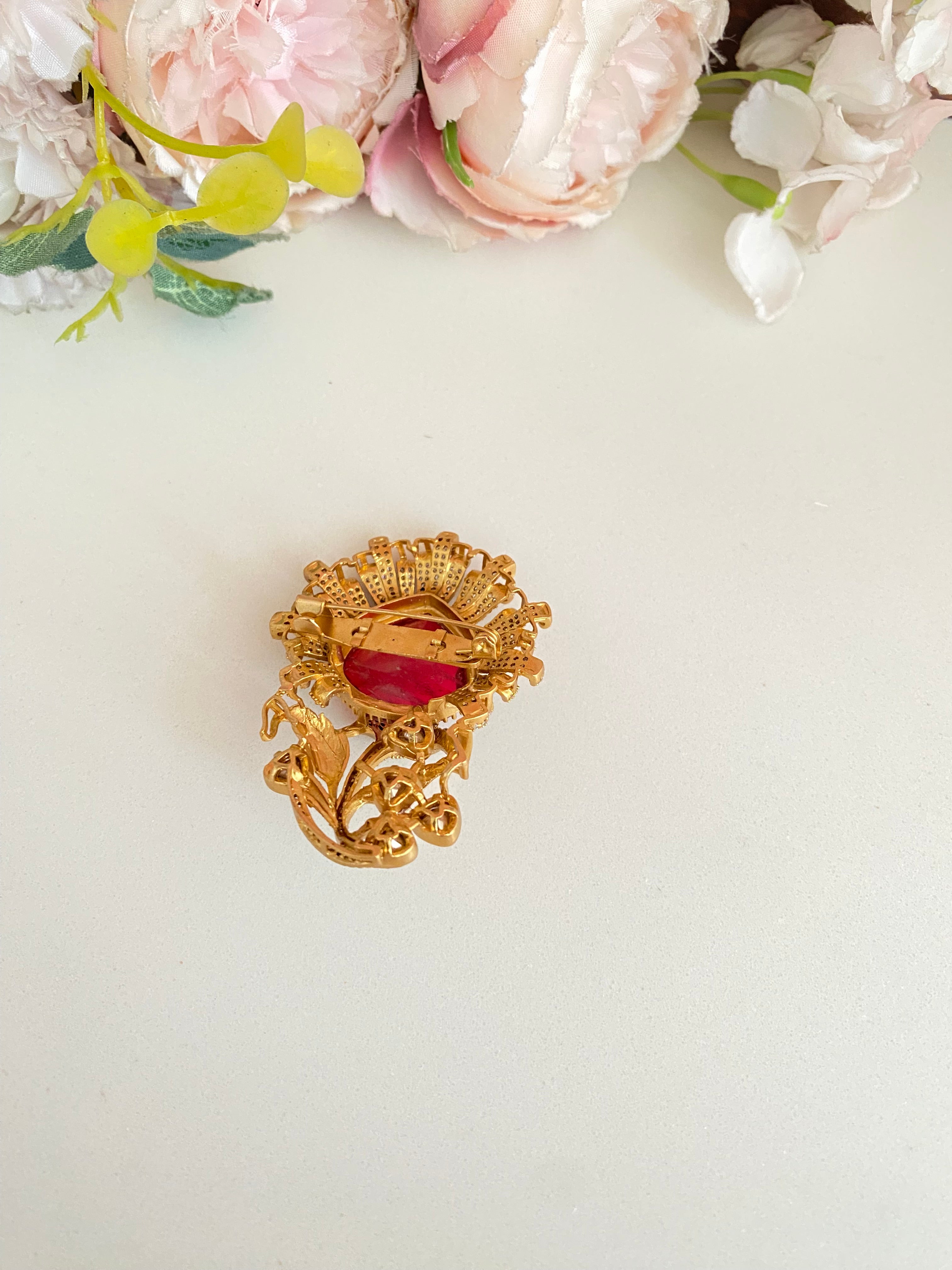 Gold plated  Moissanite Brooch