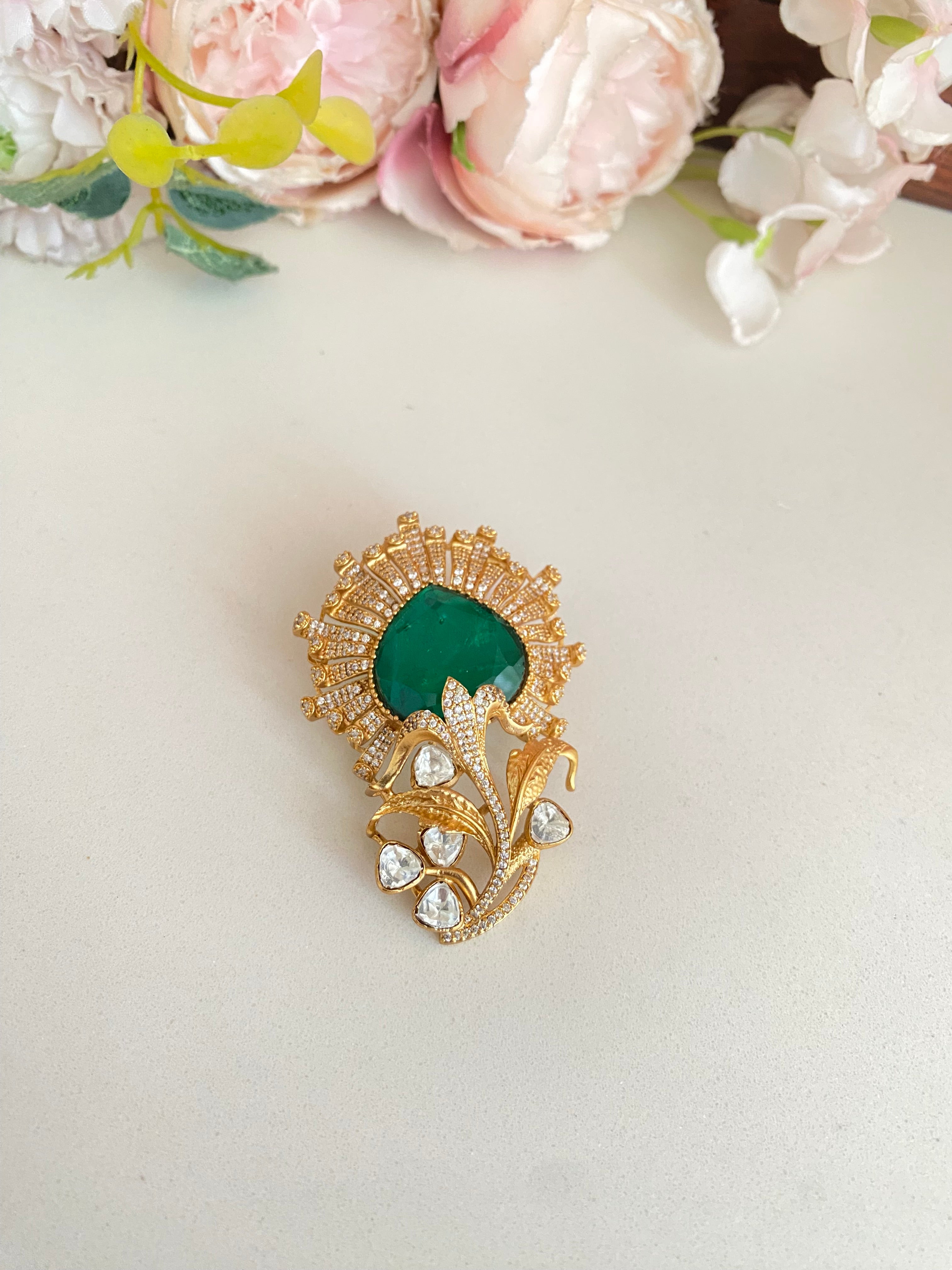 Gold plated  Moissanite Brooch