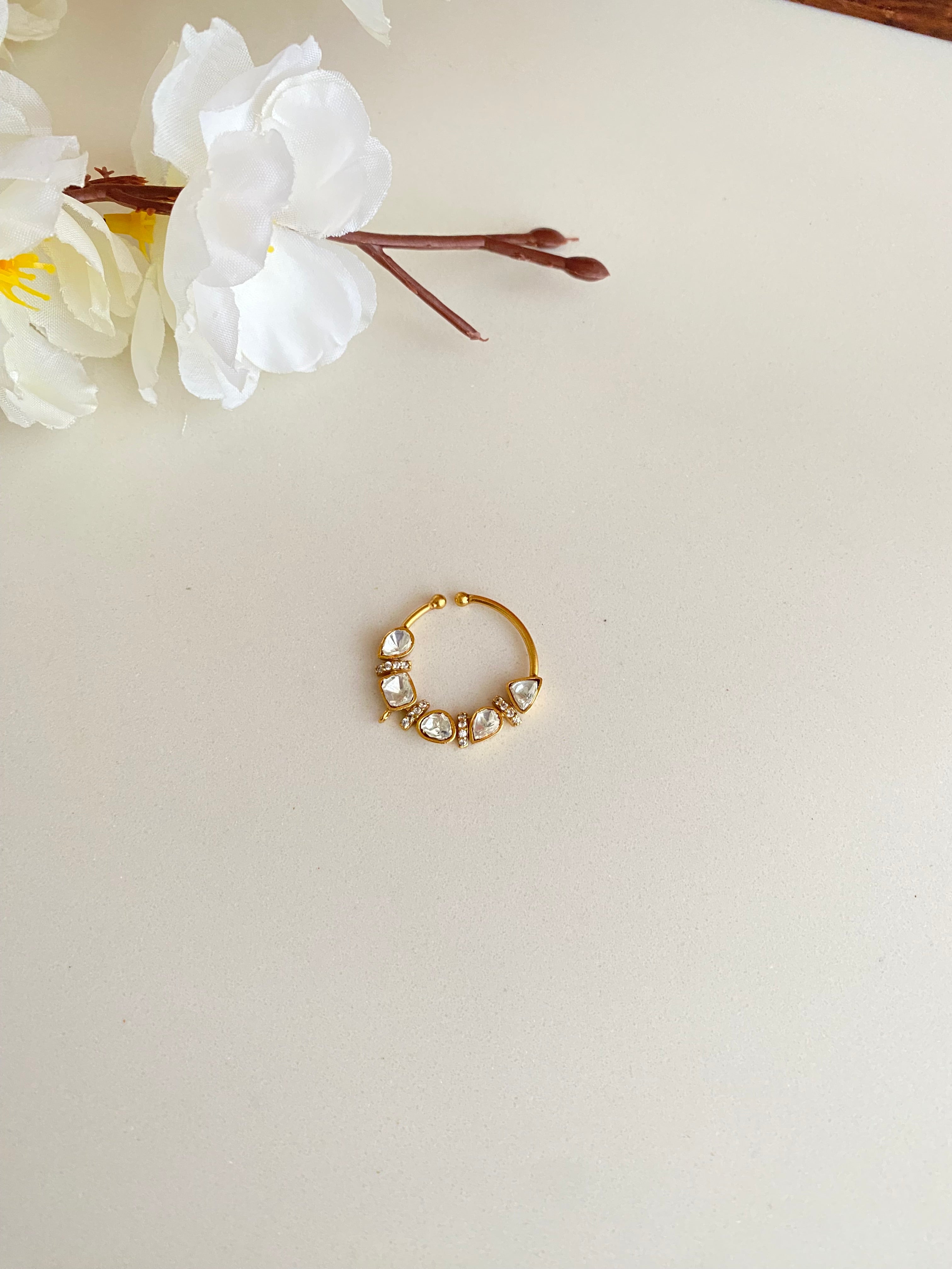 Gold plated Kundan Nose Ring