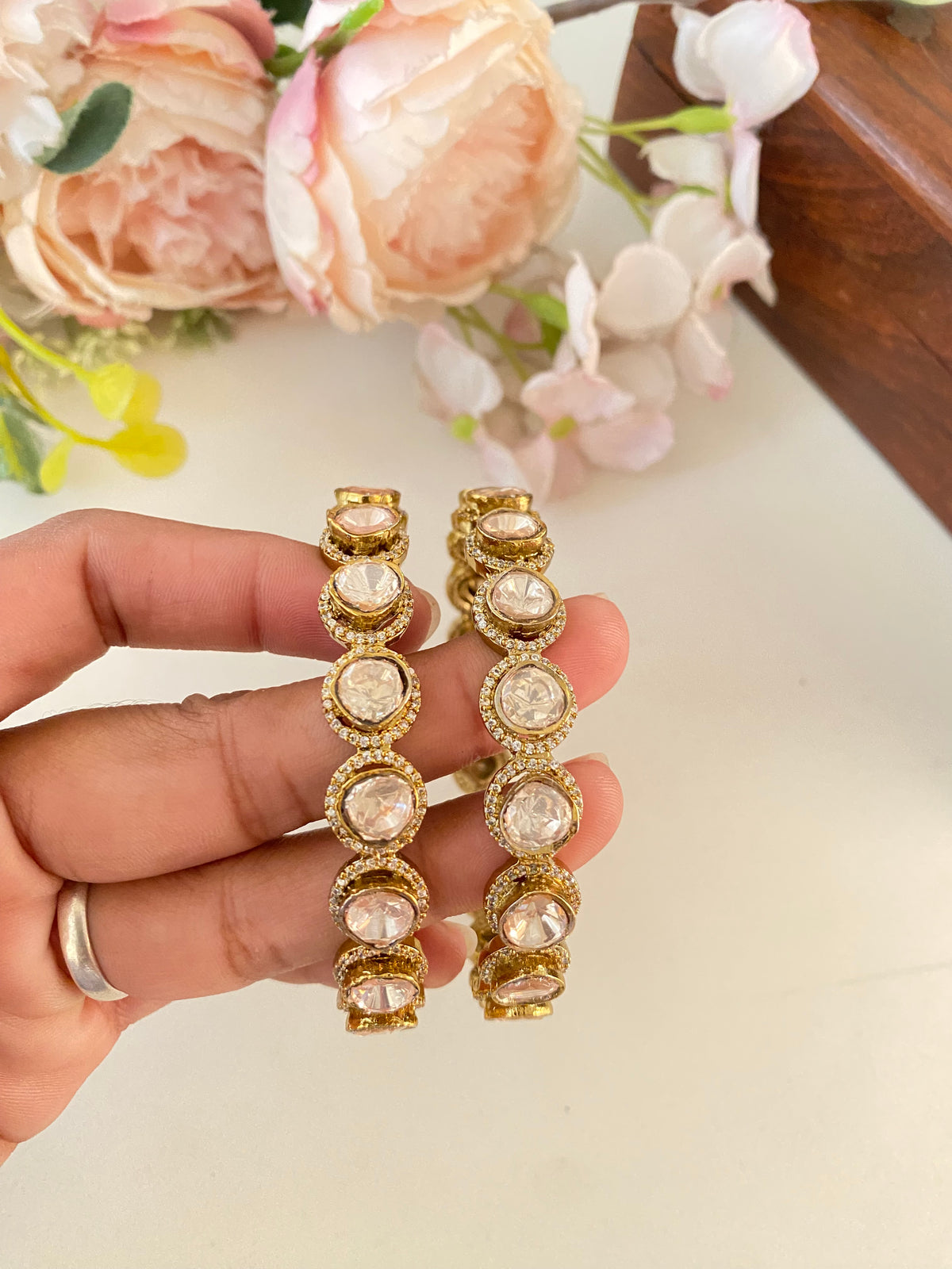 Gold plated Moissanite Bangles