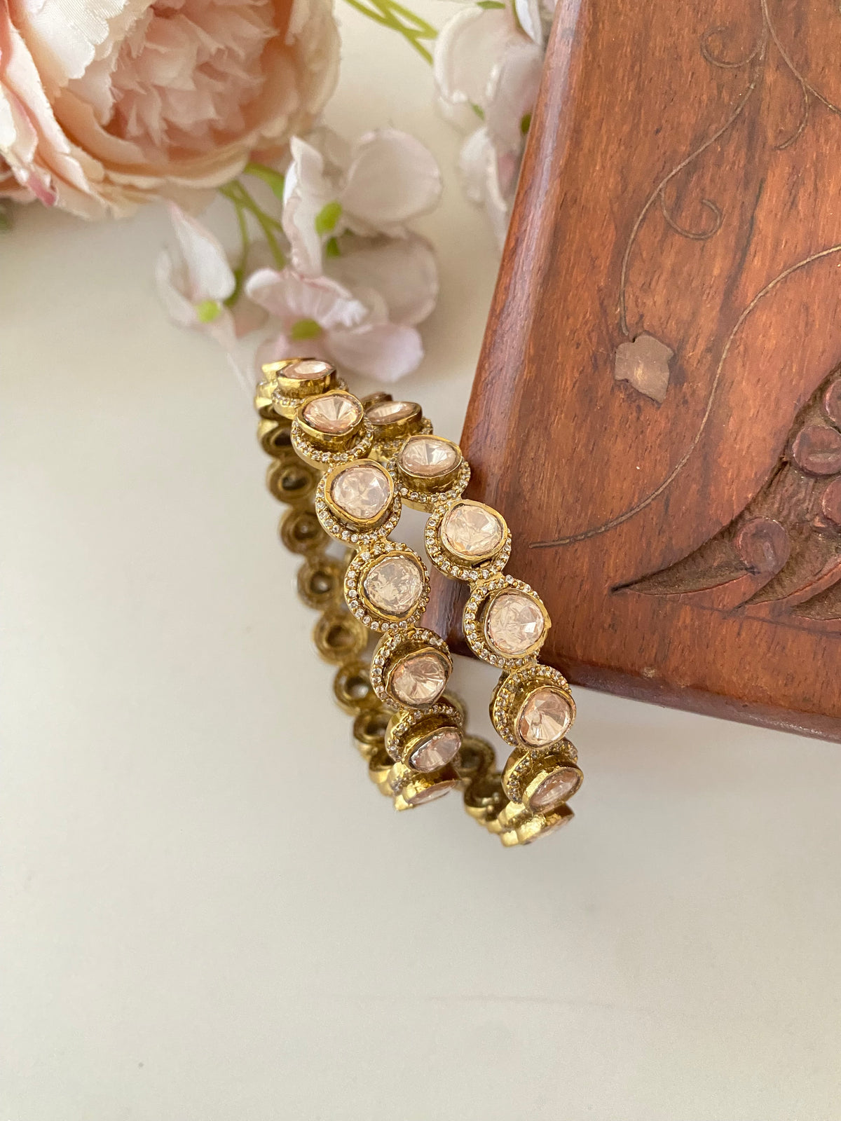 Gold plated Moissanite Bangles