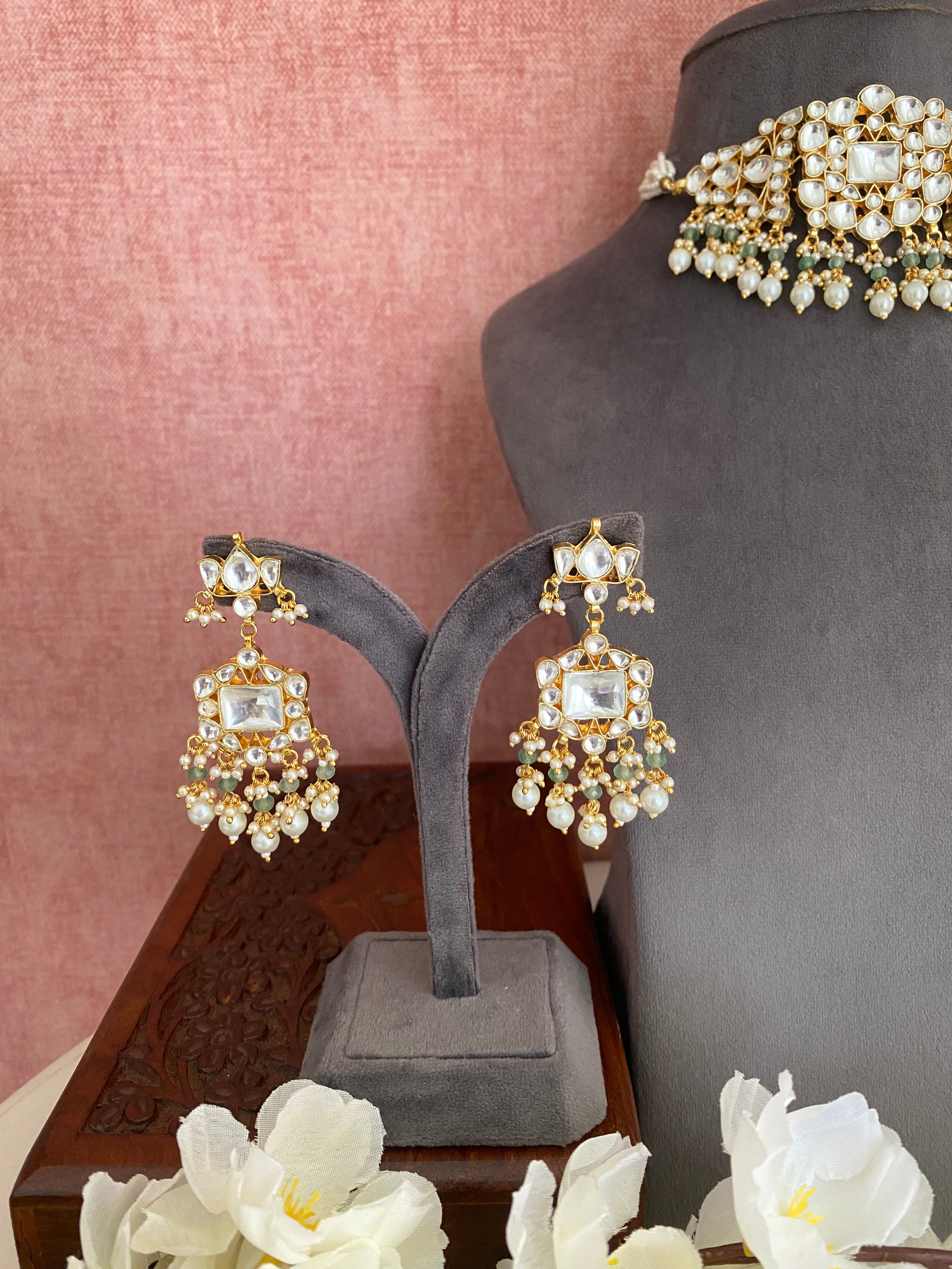 Kundan Choker Set in pearl drops