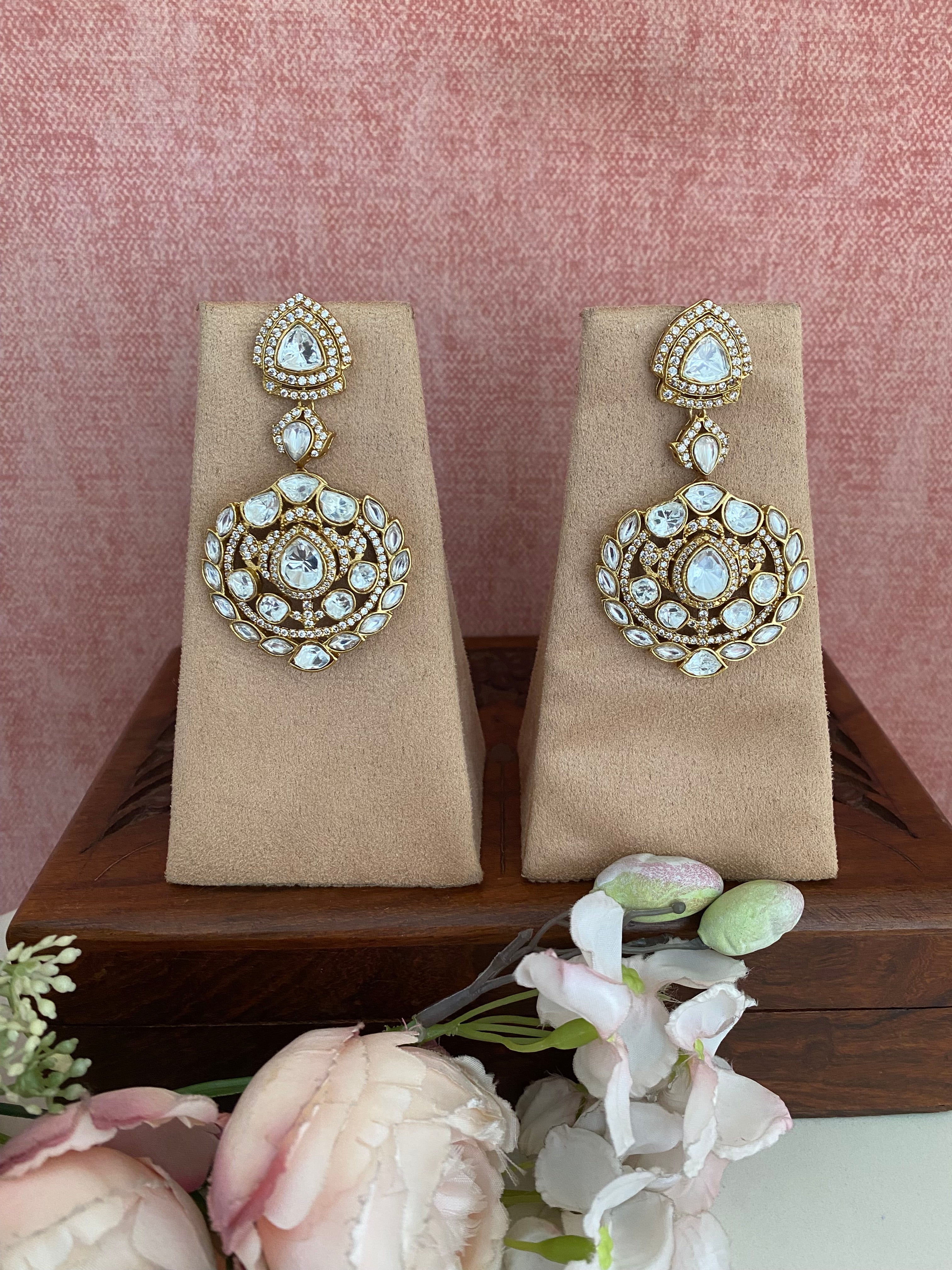 Moissanite Polki Earring
