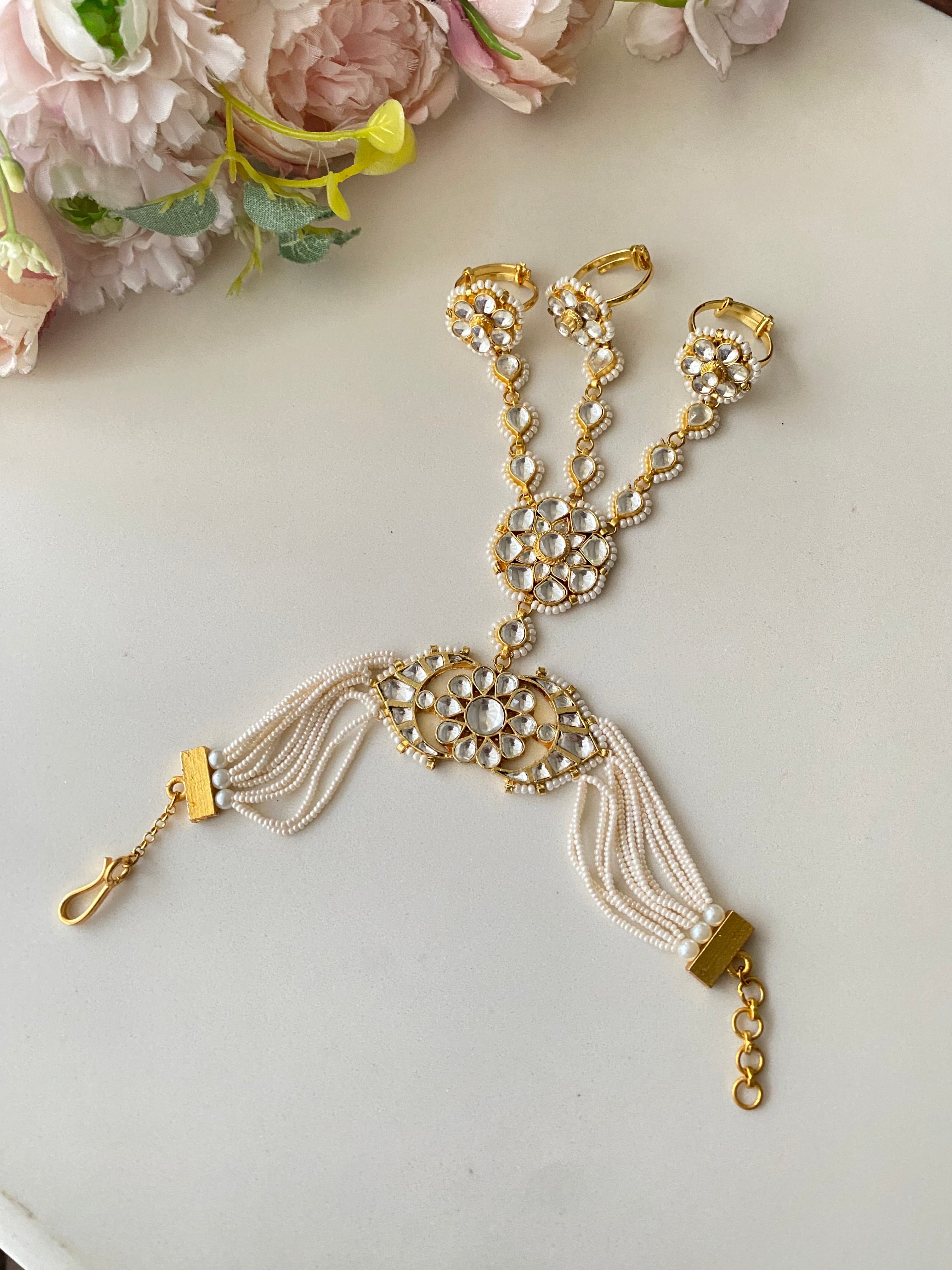 Gold plated Kundan  Hathphool