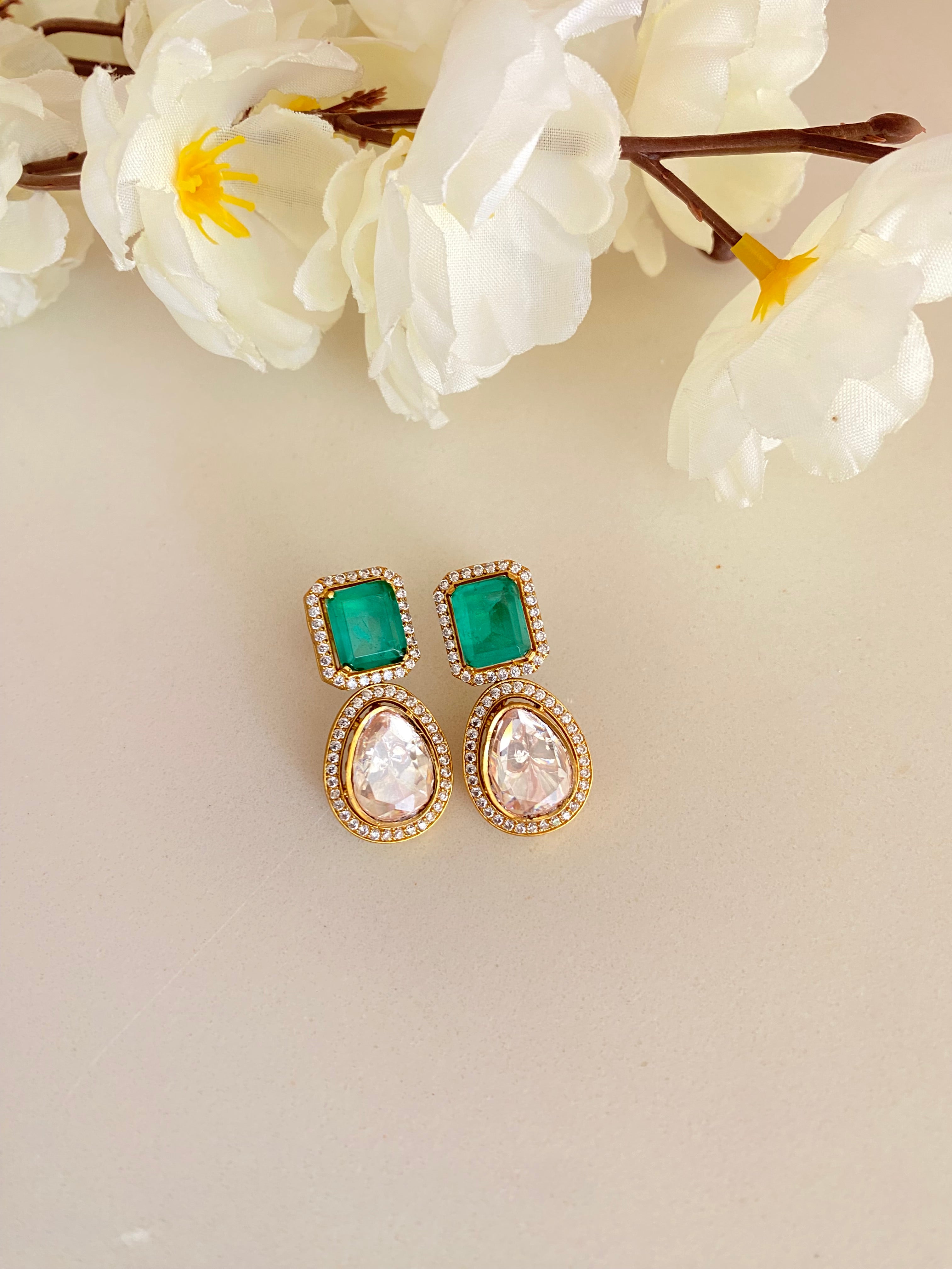 Gold plated Moissanite Earrings