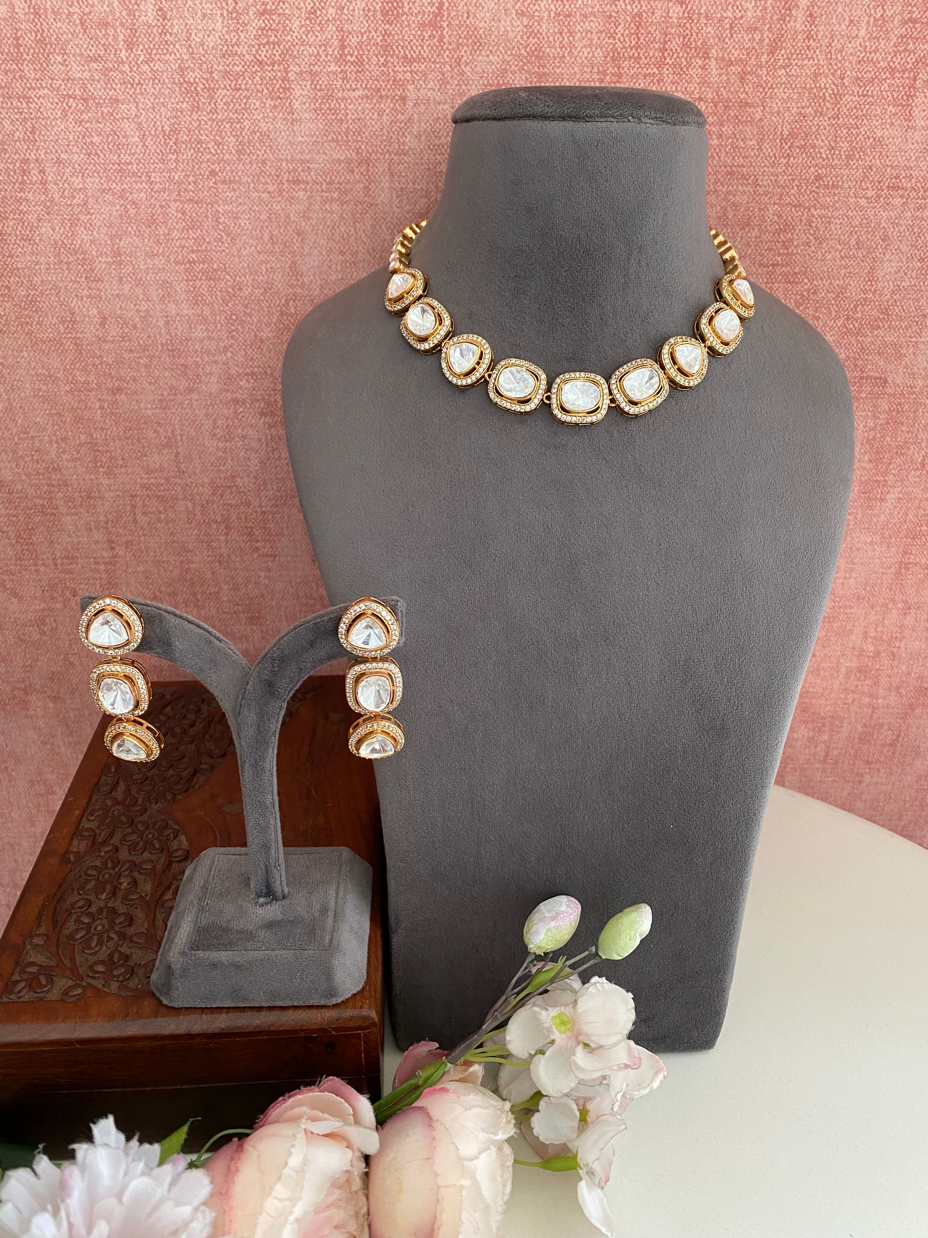 Moissanite Polki Necklace Set