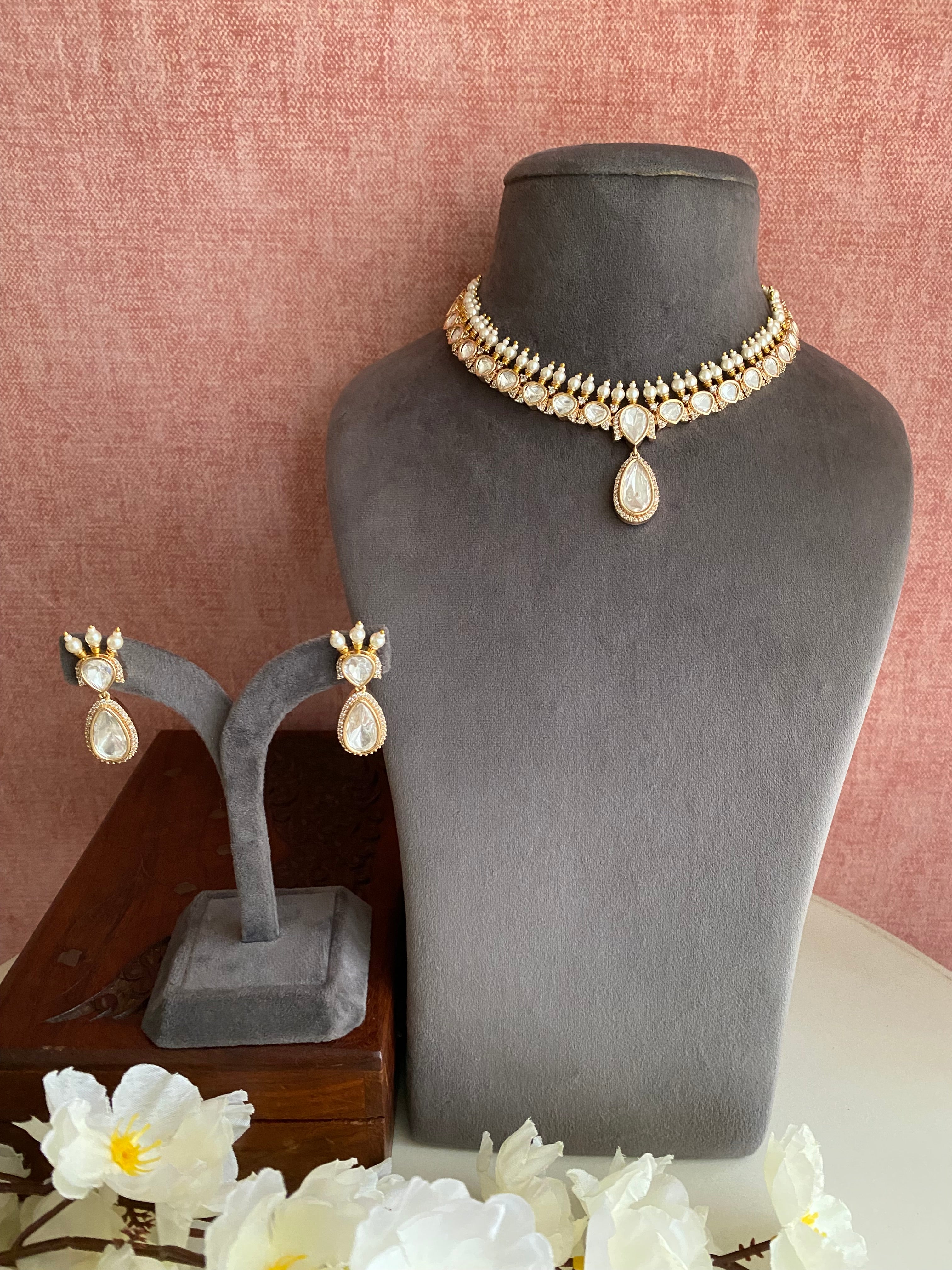 Gold plated Moissanite Necklace set