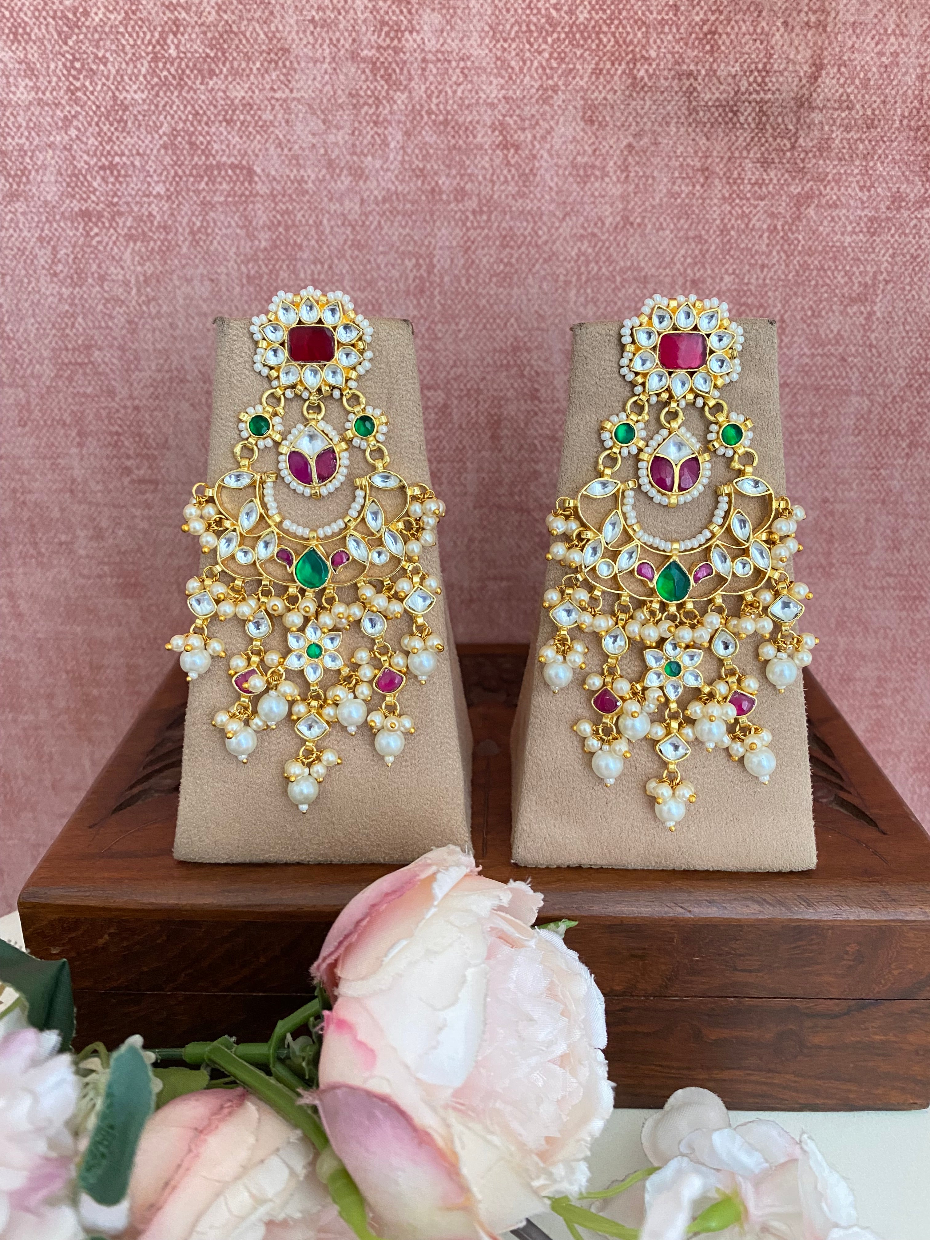 Gold Plated Jadau Kundan Earrings