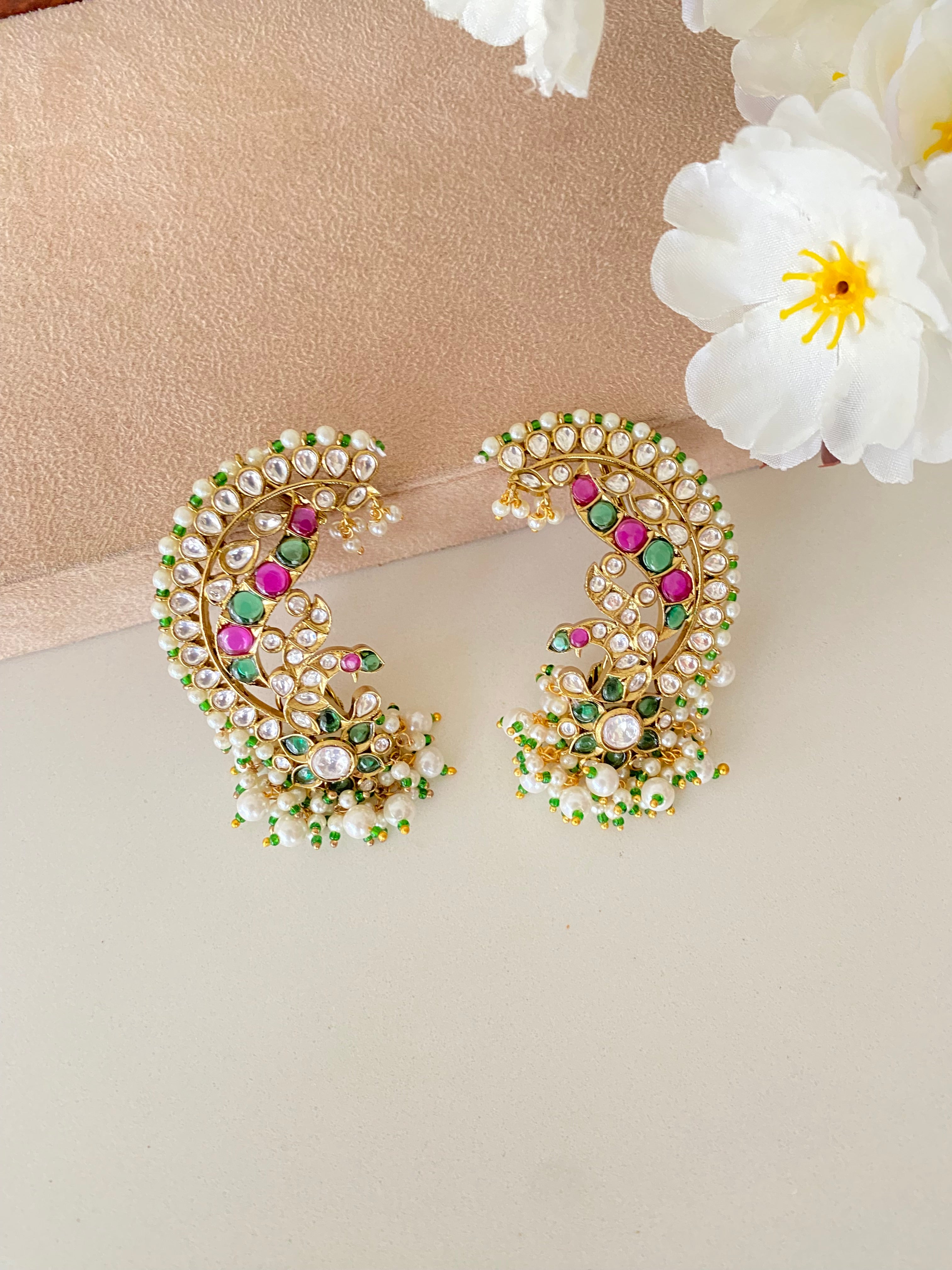 Gold plated Kundan Ear Cuff