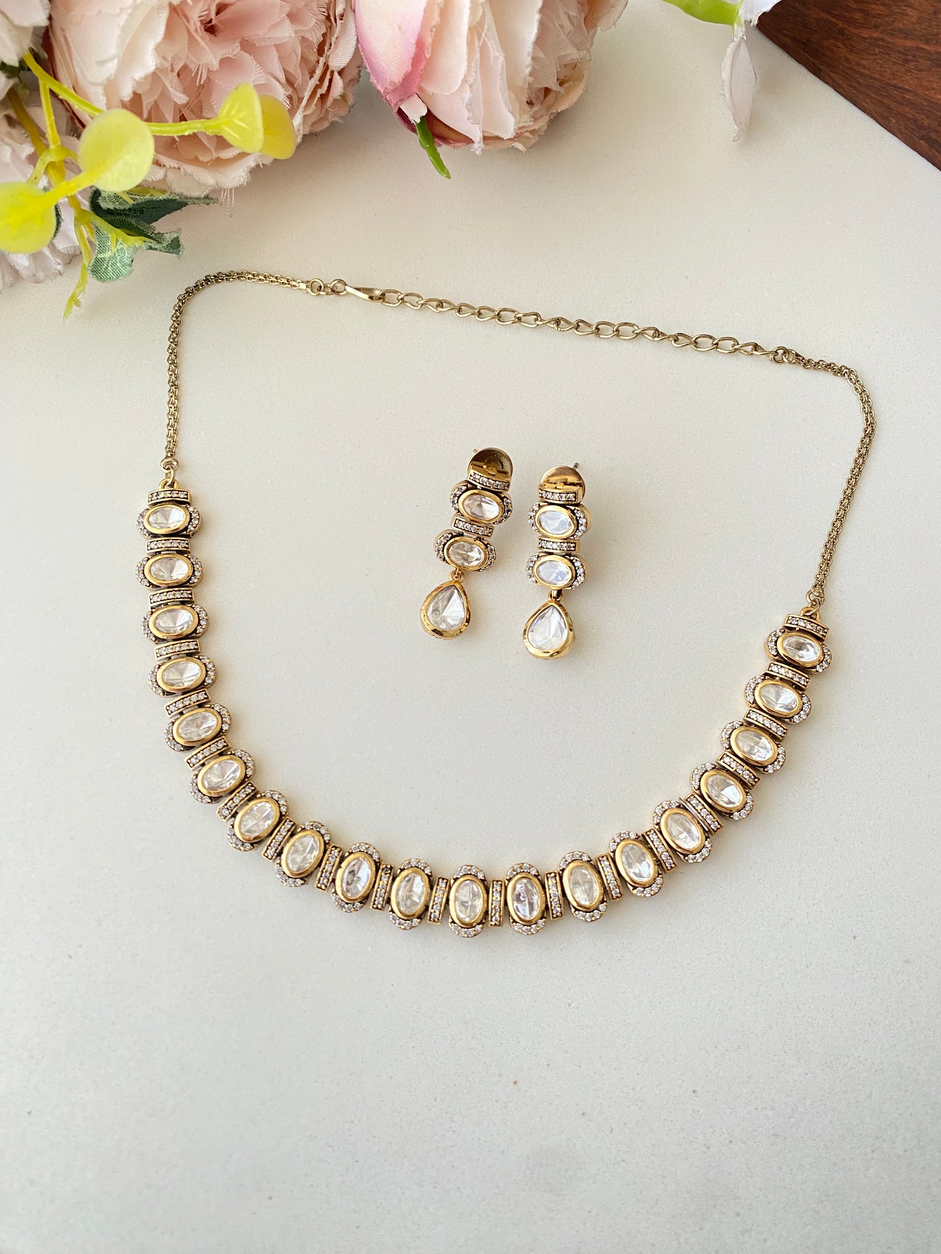 Moissanite Polki Necklace Set