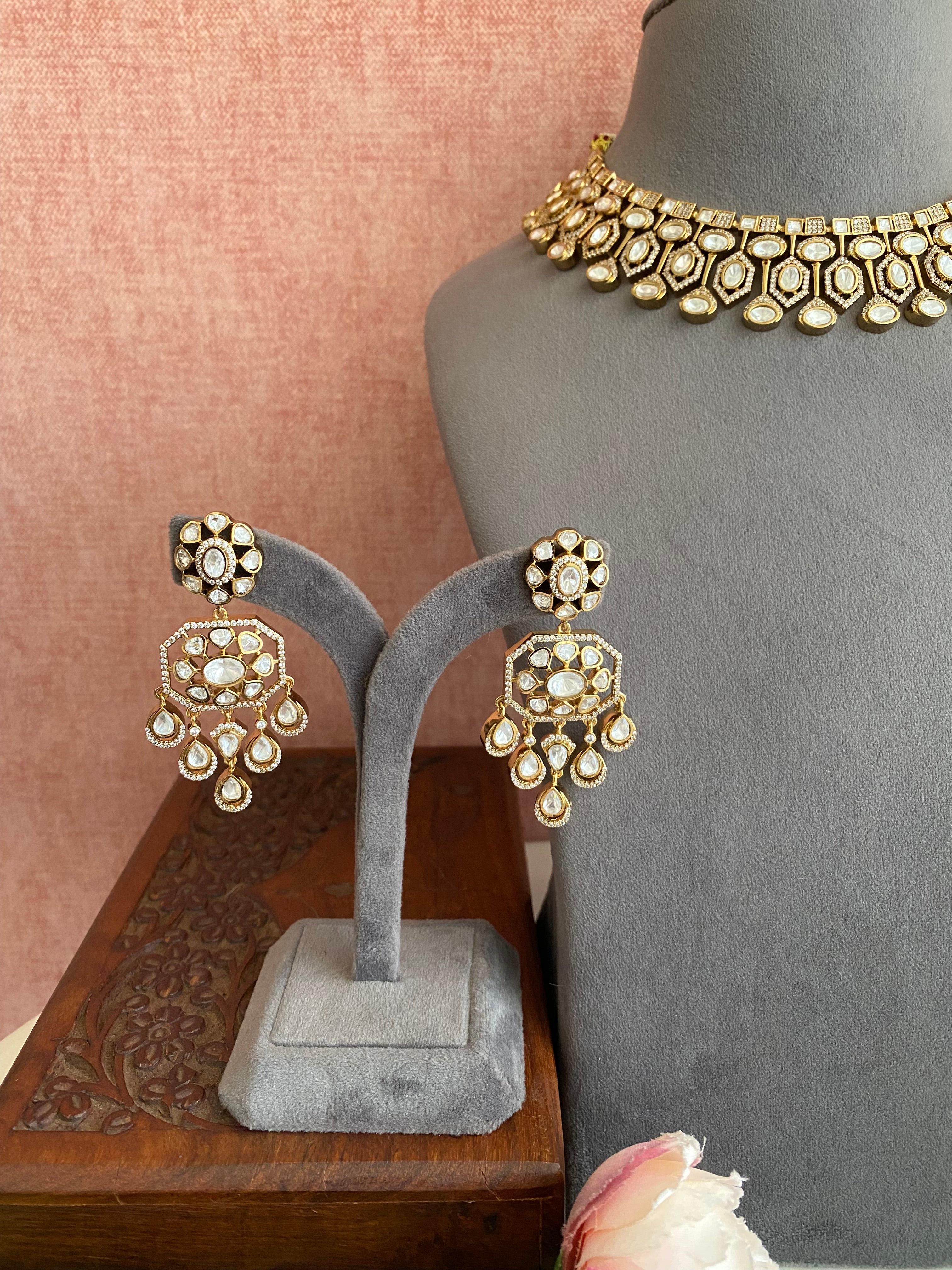 Moissanite Polki Necklace Set