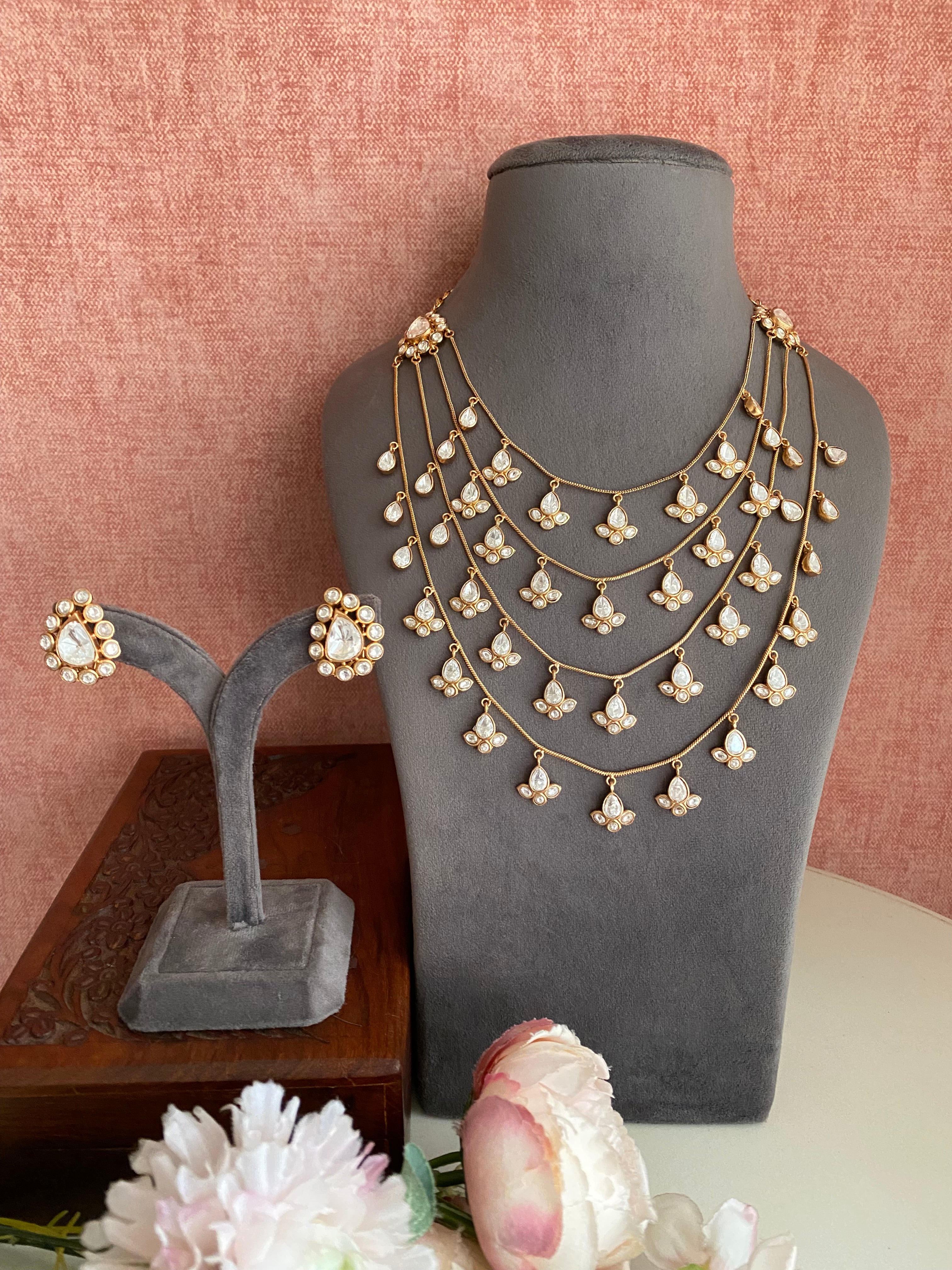 Moissanite 4-Line Necklace Set