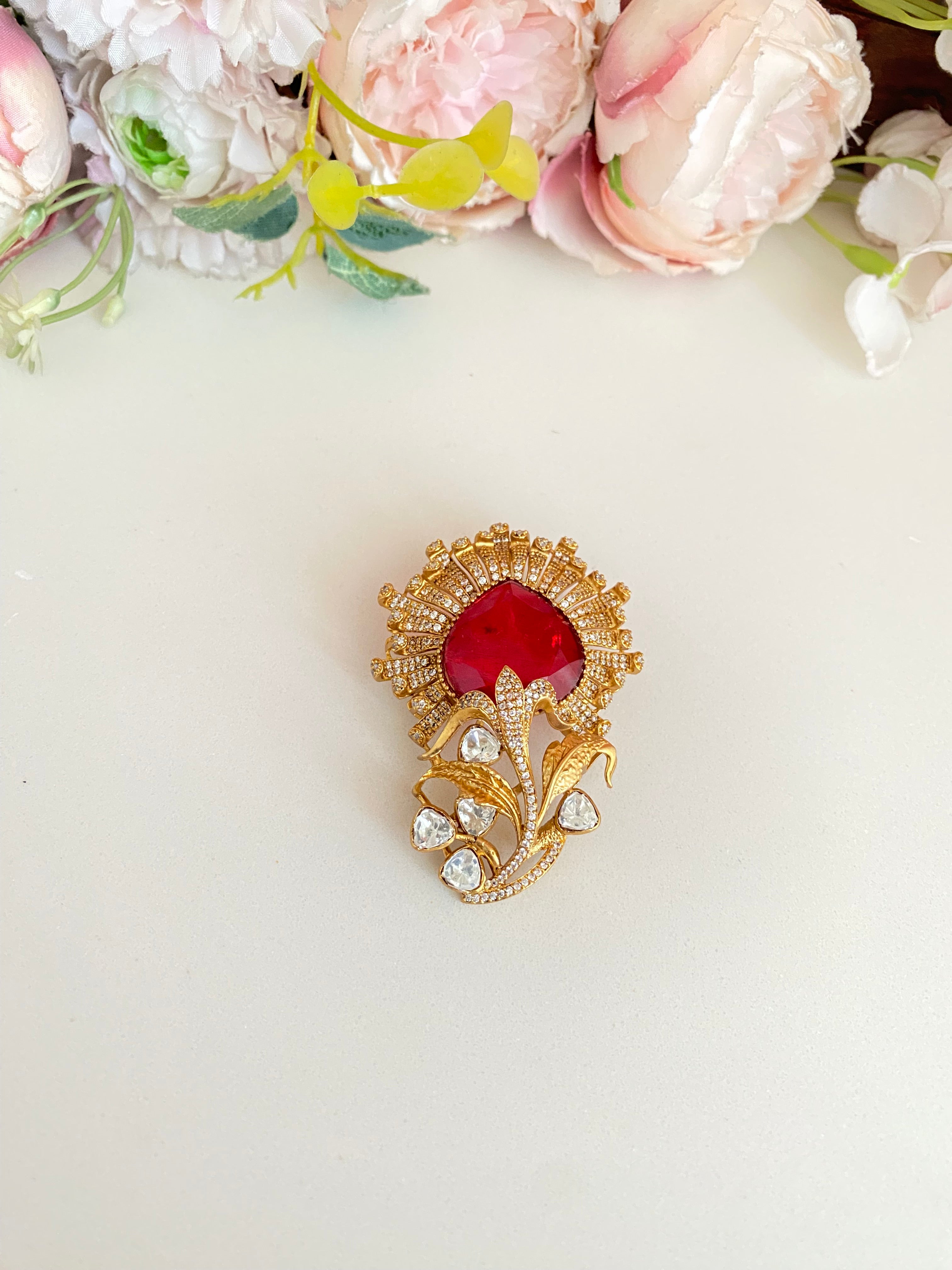 Gold plated  Moissanite Brooch