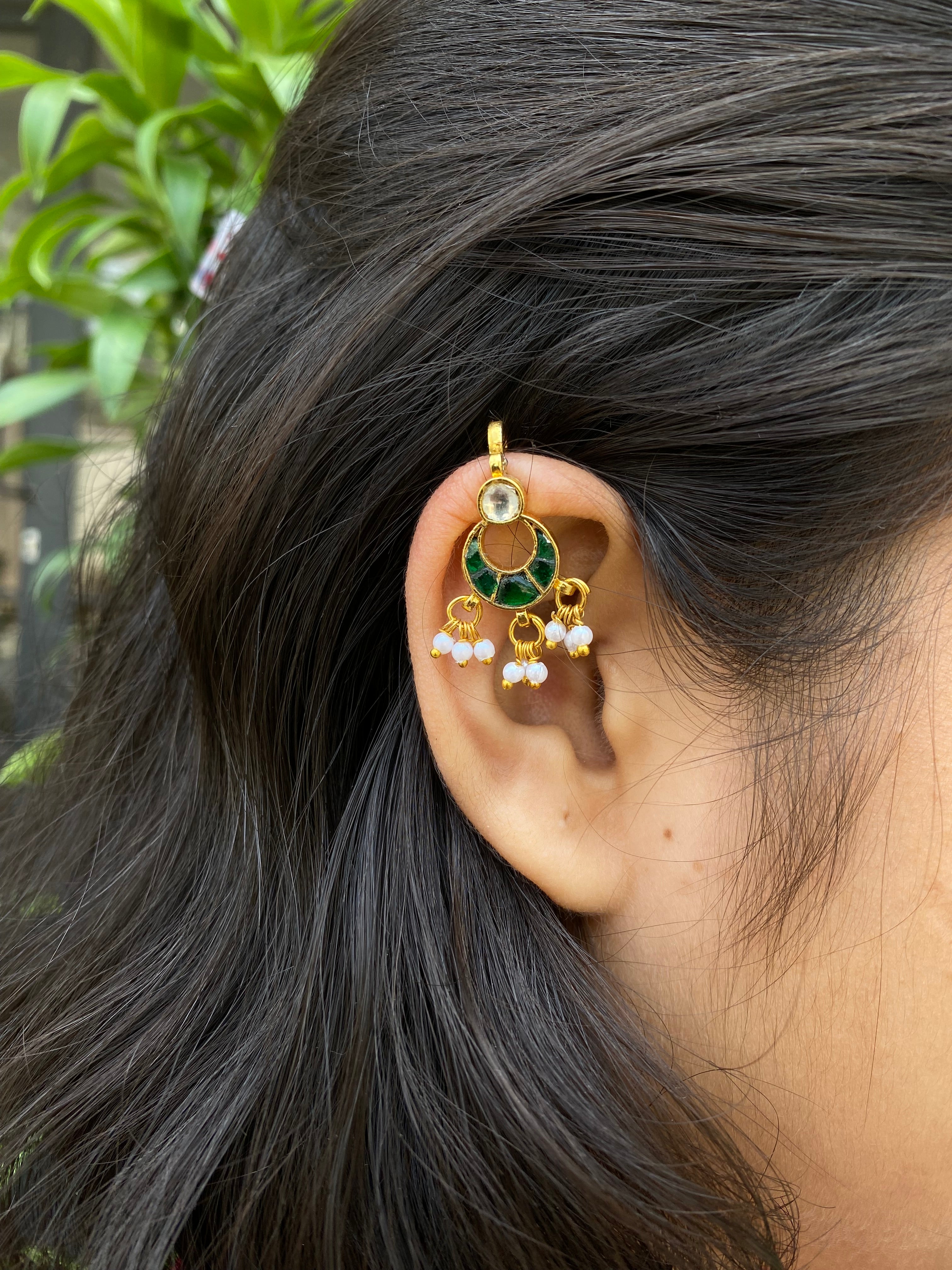 Gold plated Kundan Ear Cuff