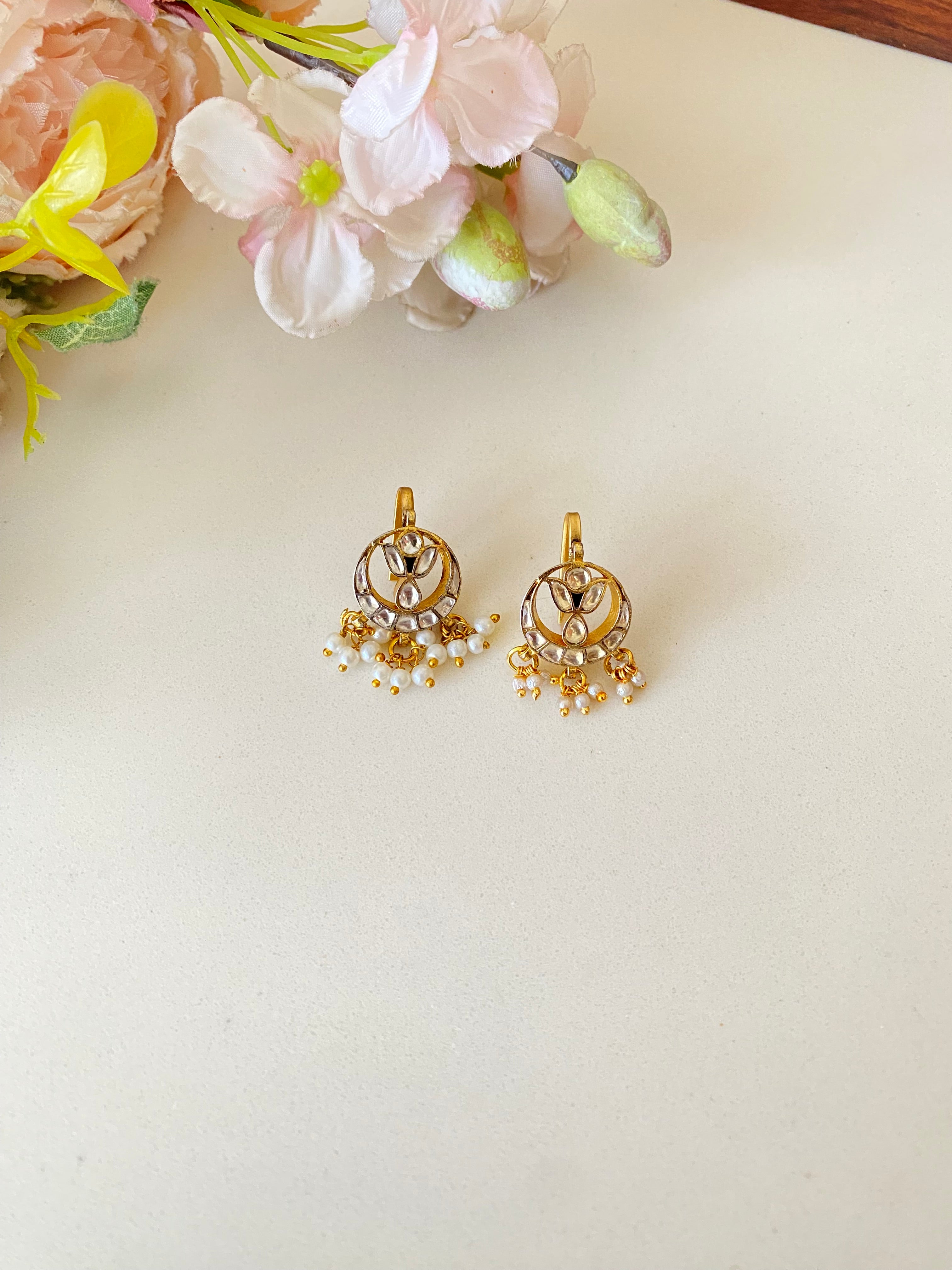 Gold plated Kundan Ear Cuff