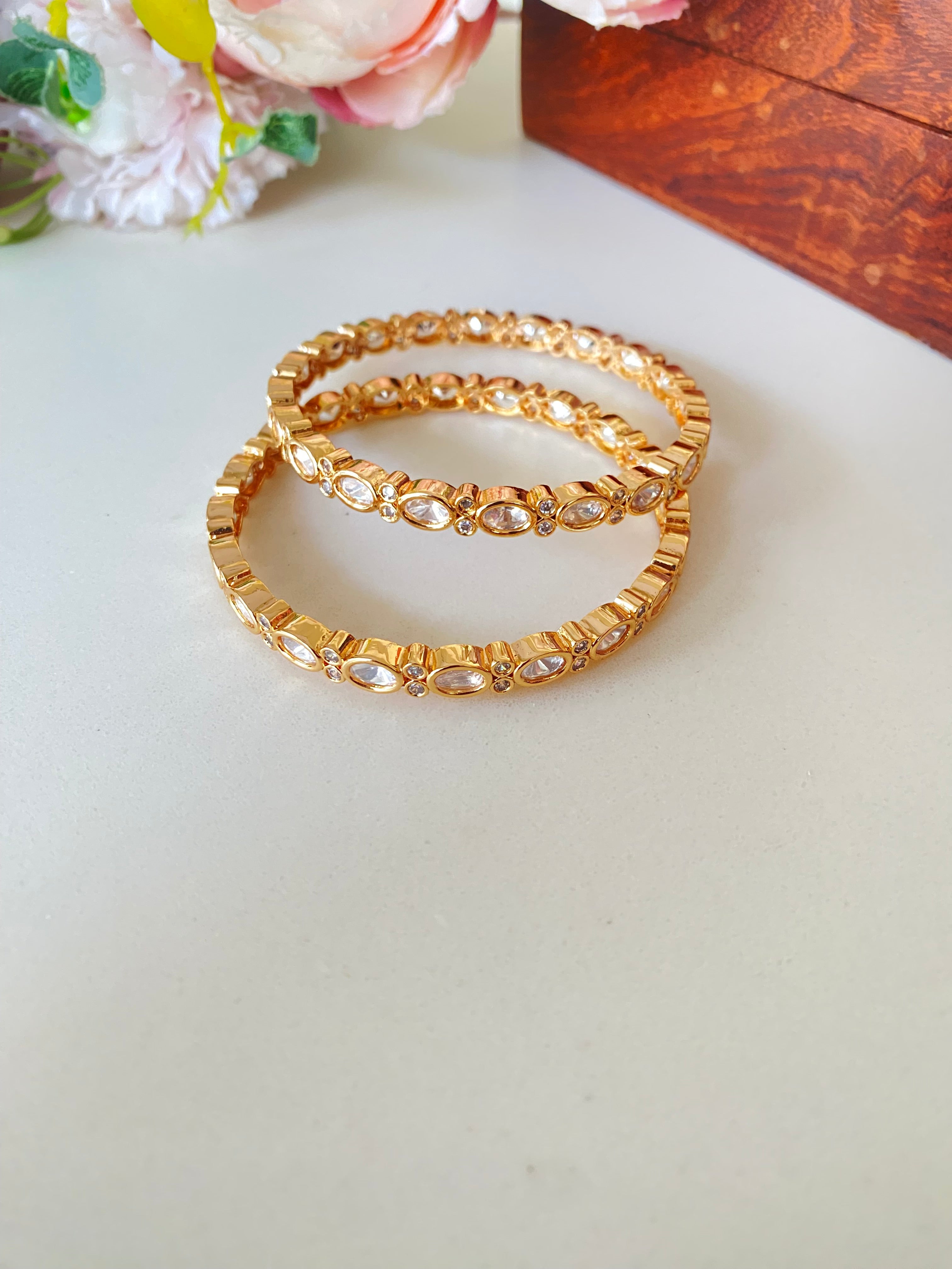 Gold plated Moissanite Bangles