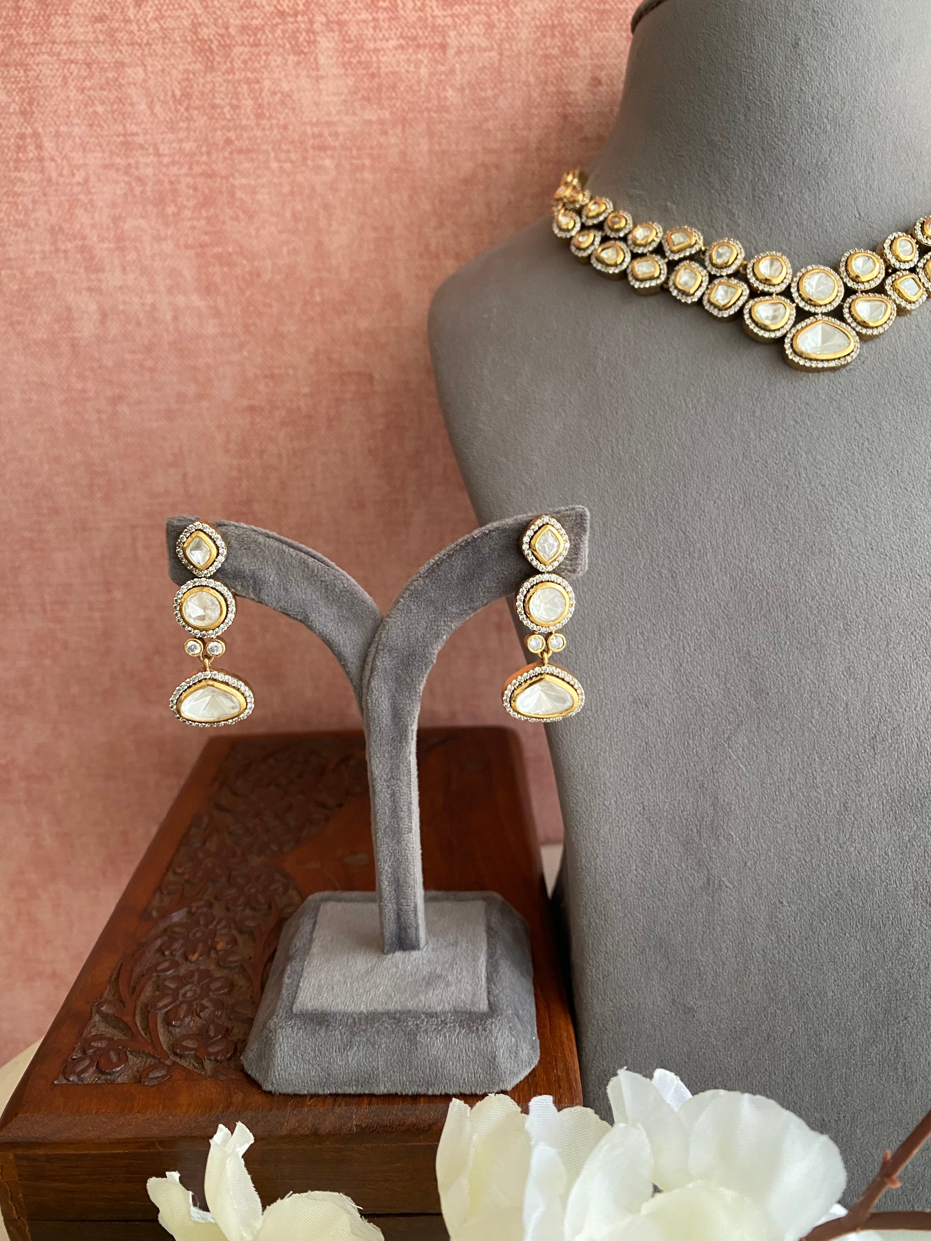 Gold plated Moissanite Necklace set