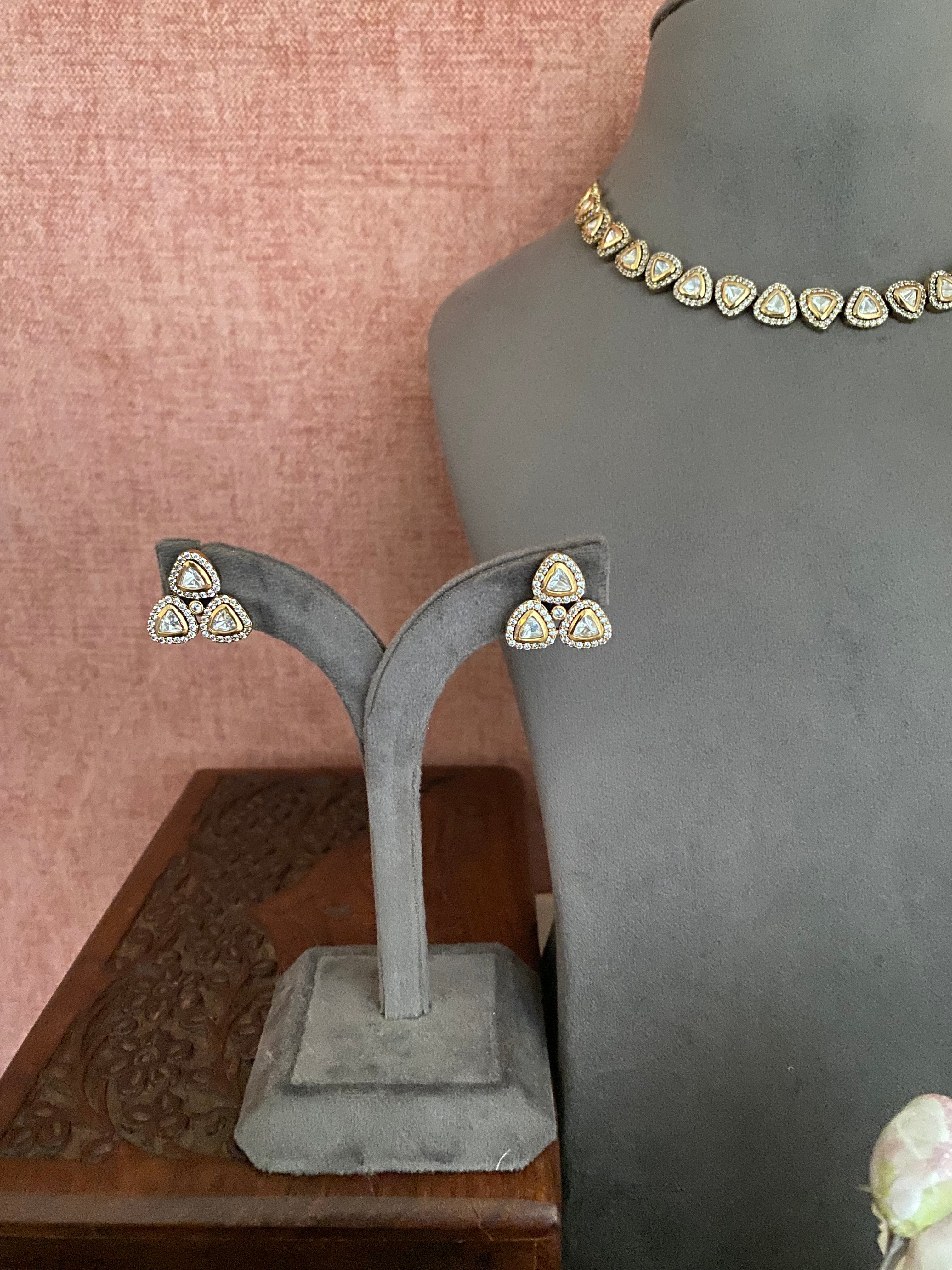 Moissanite Polki Necklace Set