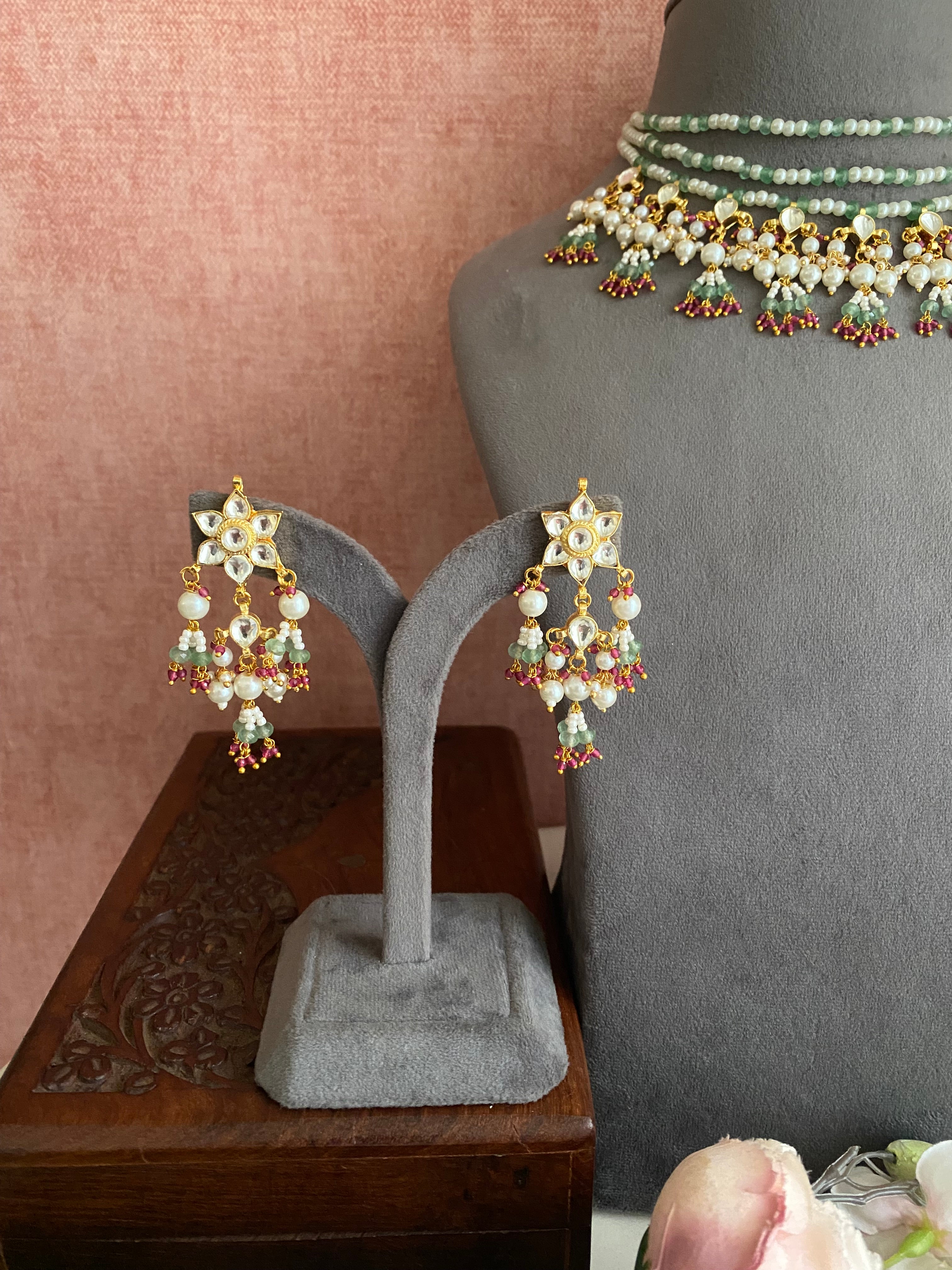 Gold Plated Kundan Necklace Set