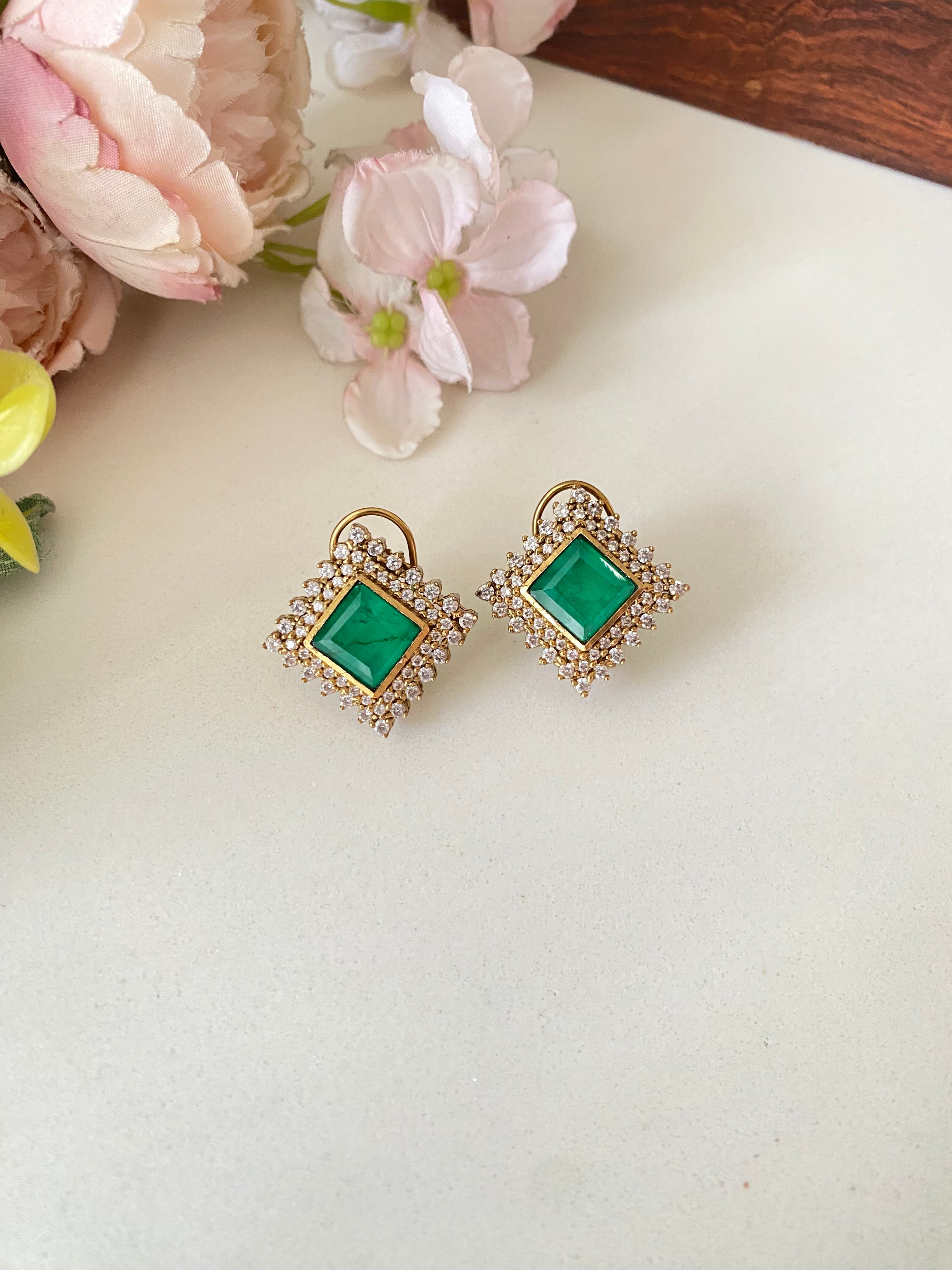 Moissanite Green Studs