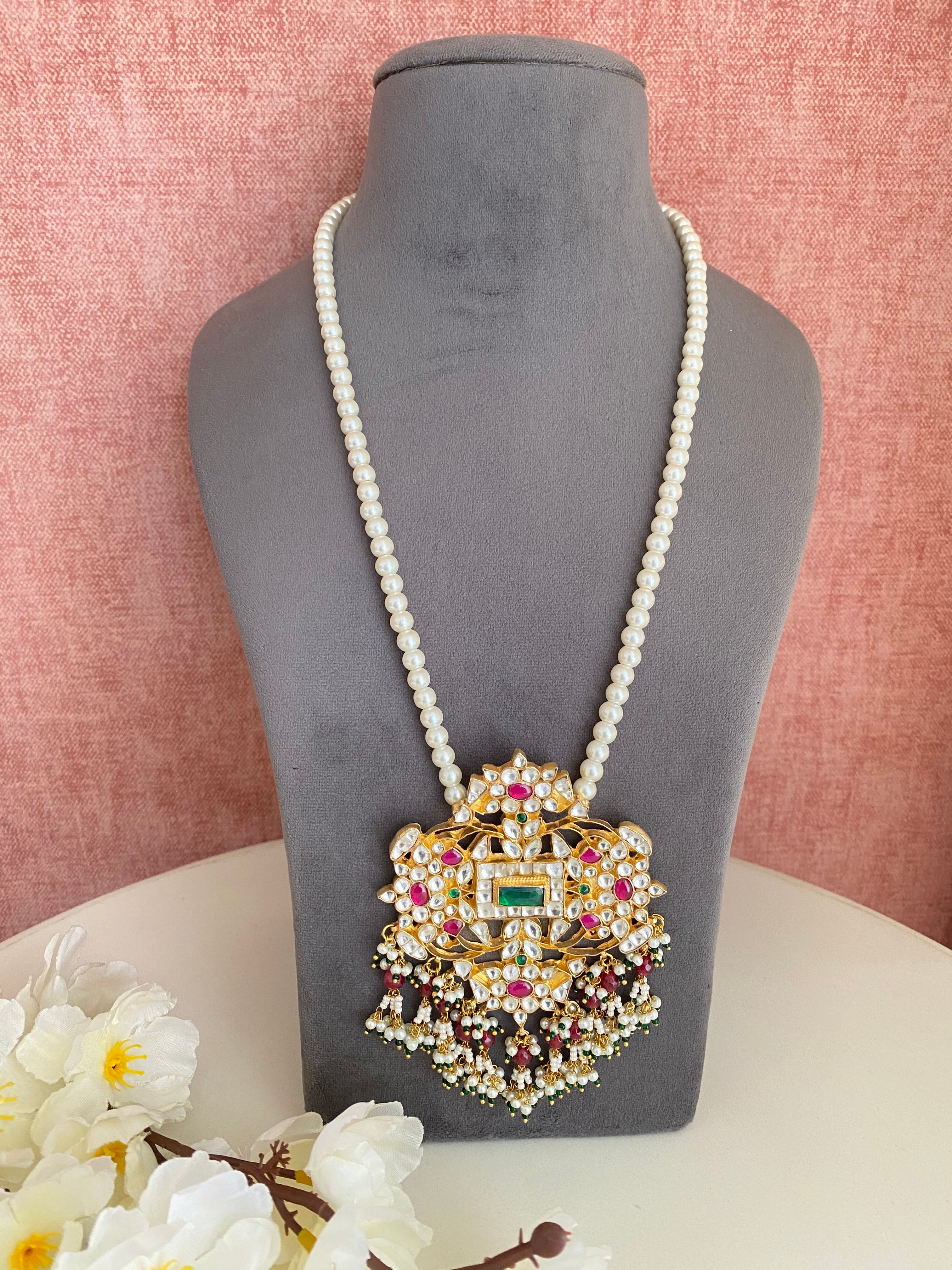 Gold Plated Kundan Long Necklace Set