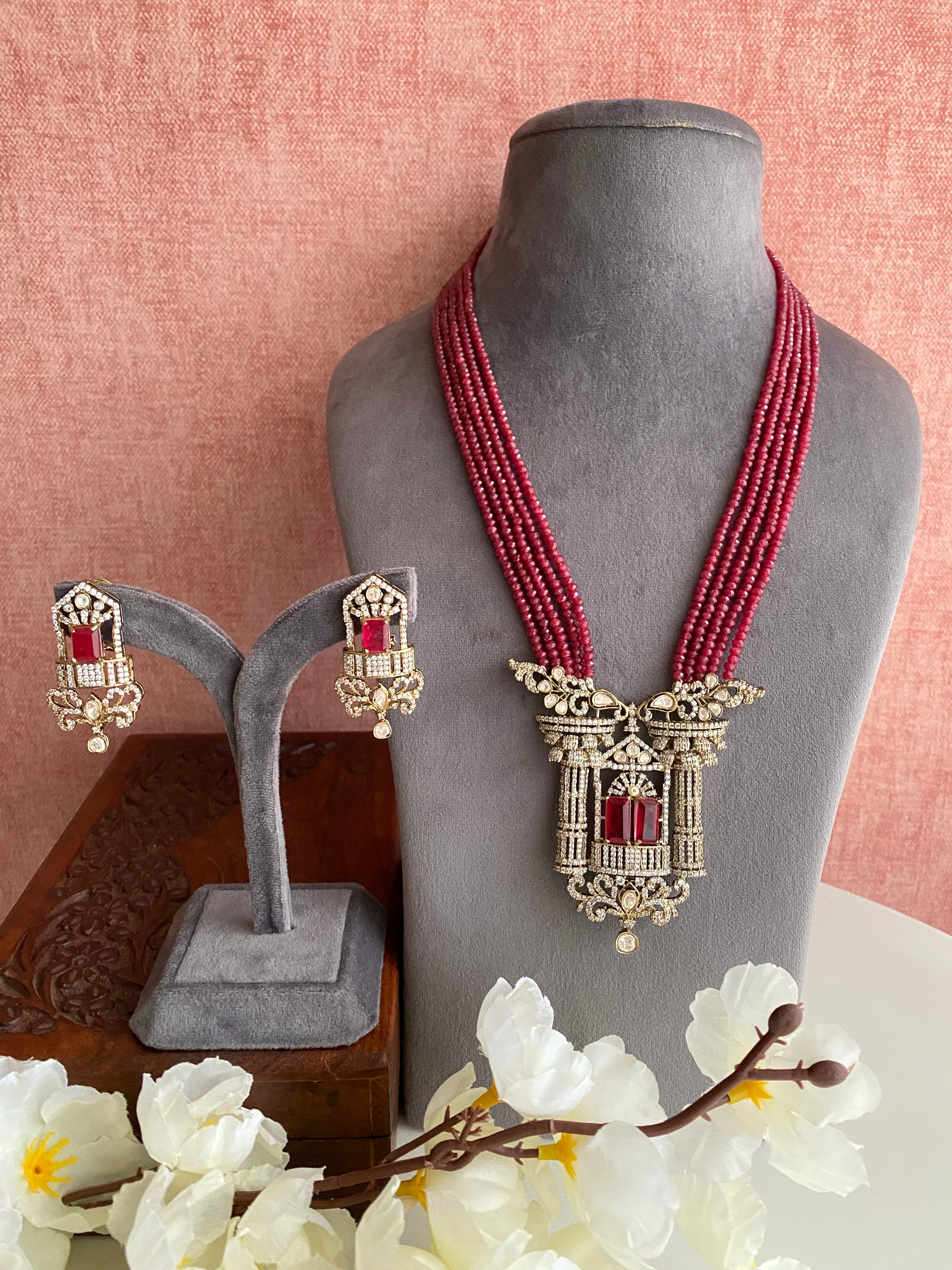 Gold plated Moissanite Necklace Set