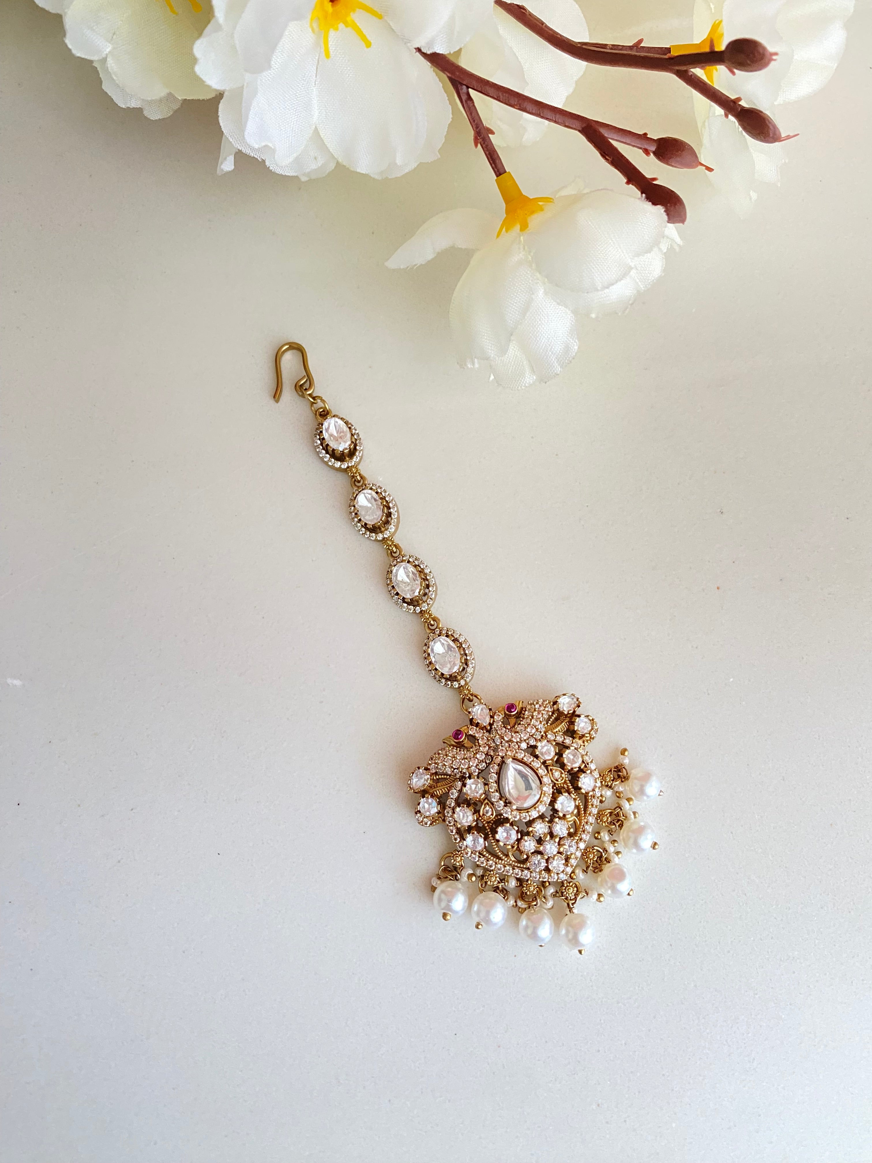 Silver plated Moissanite Tikka