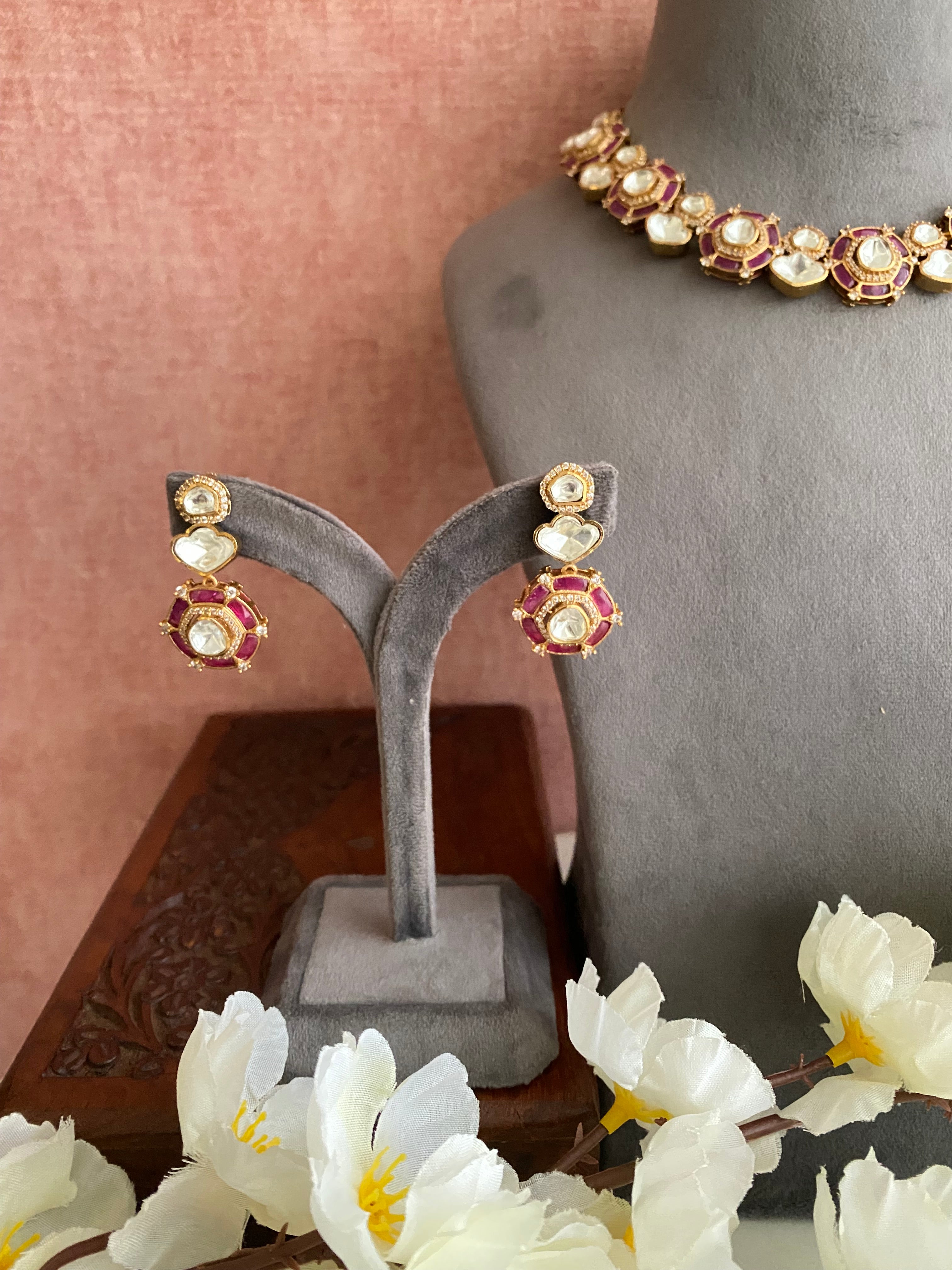 Gold plated Moissanite Choker set