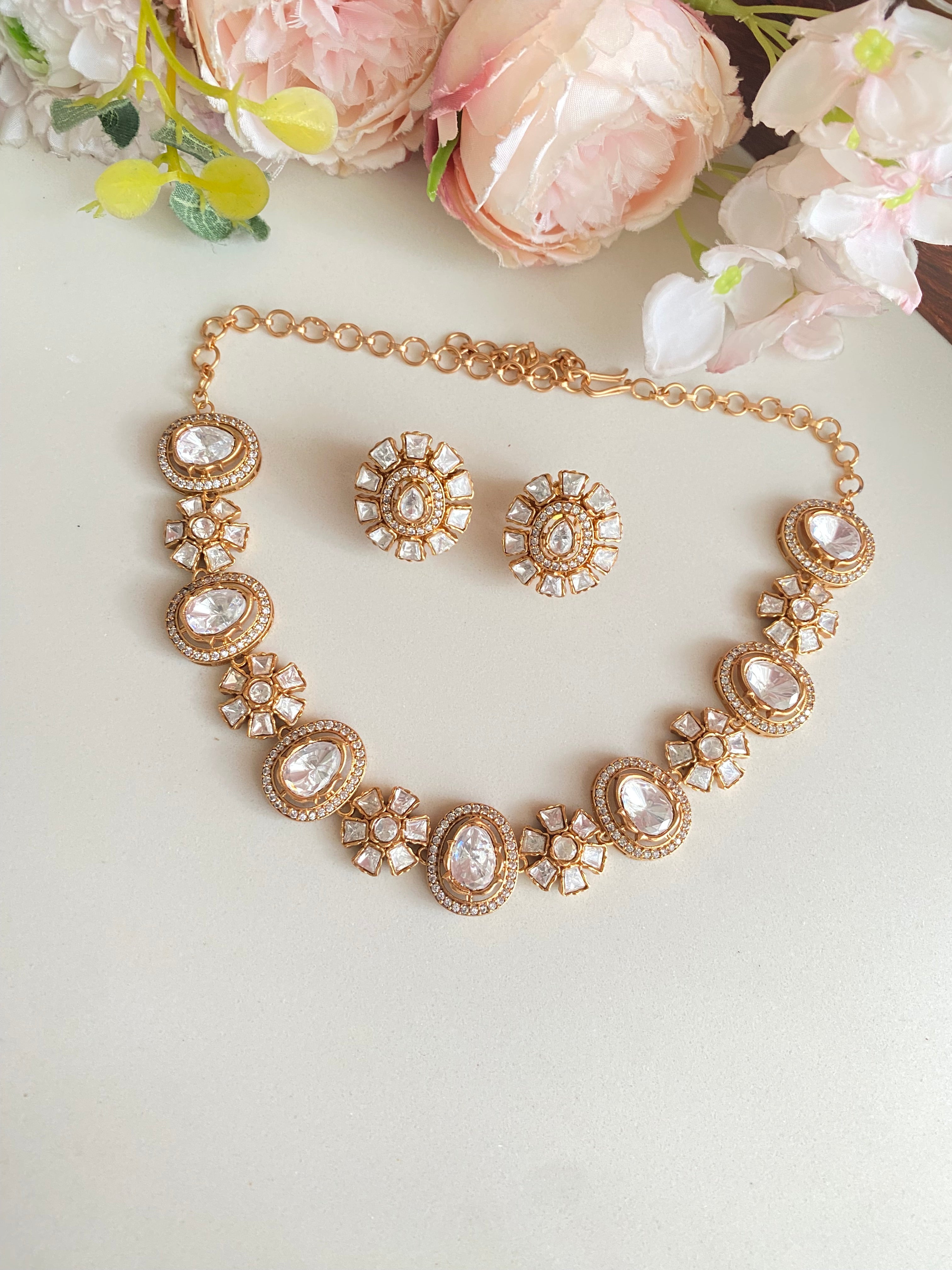 Moissanite Polki Necklace Set