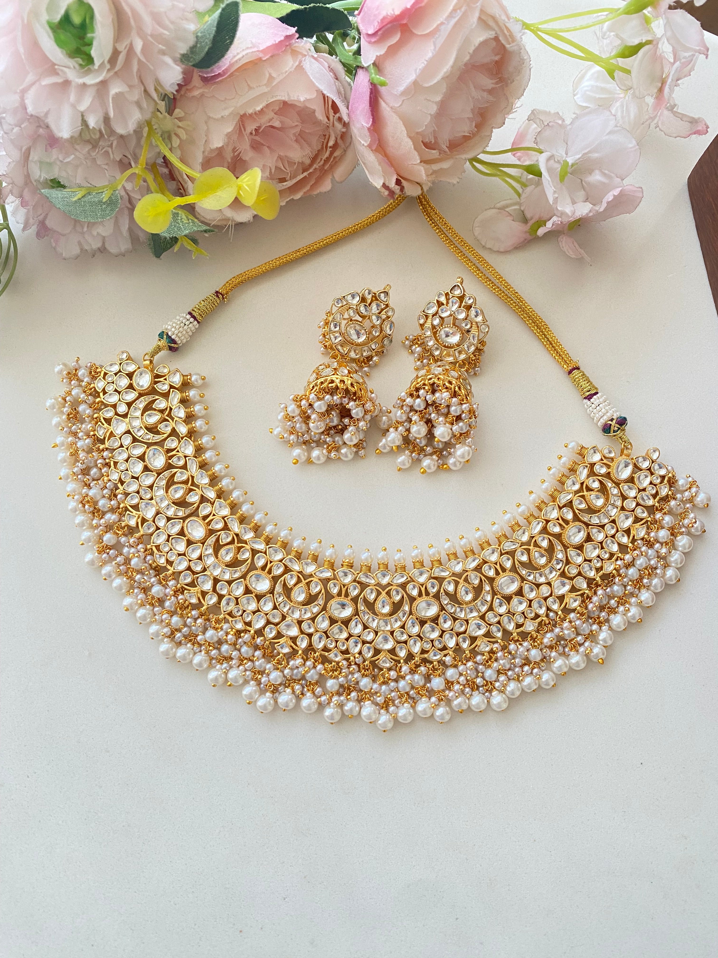 Gold Plated Kundan Necklace Set