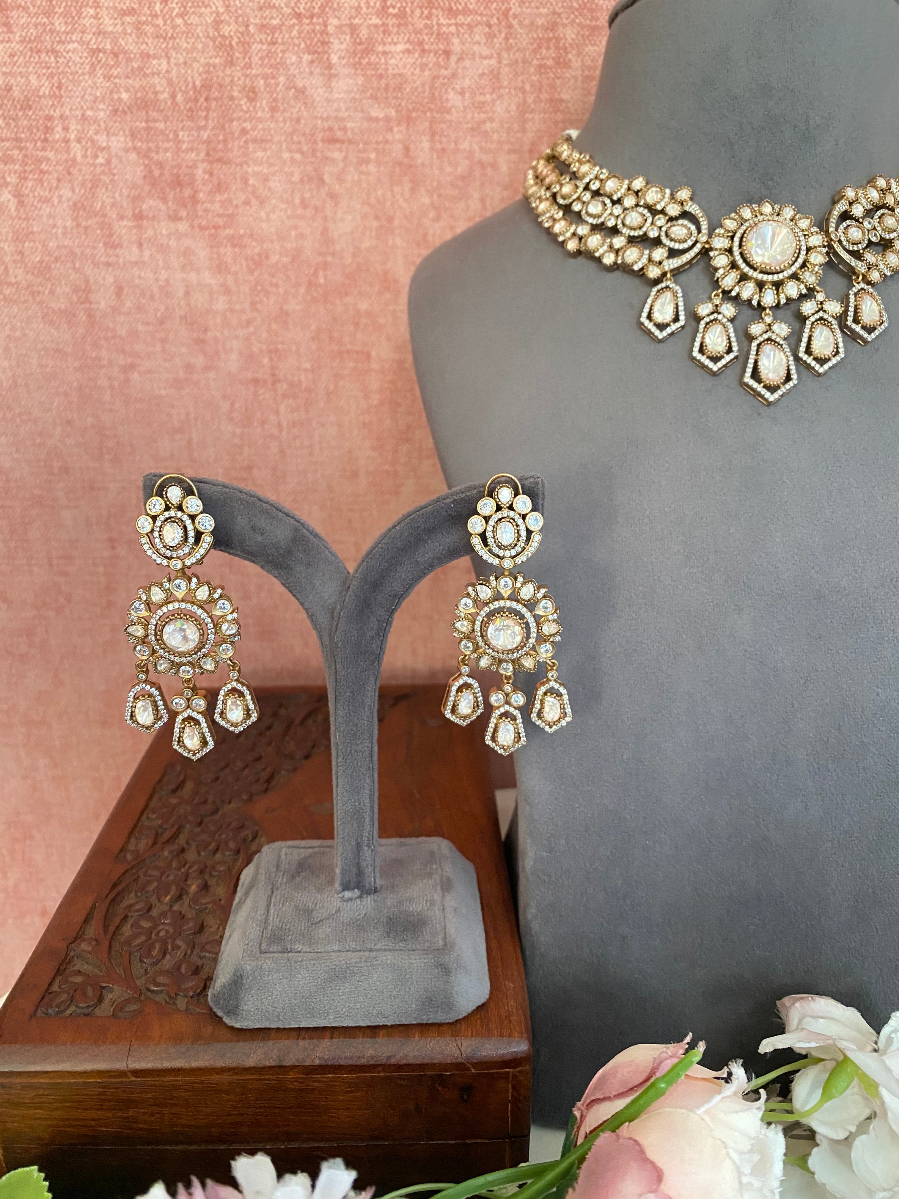 Moissanite Polki Necklace Set