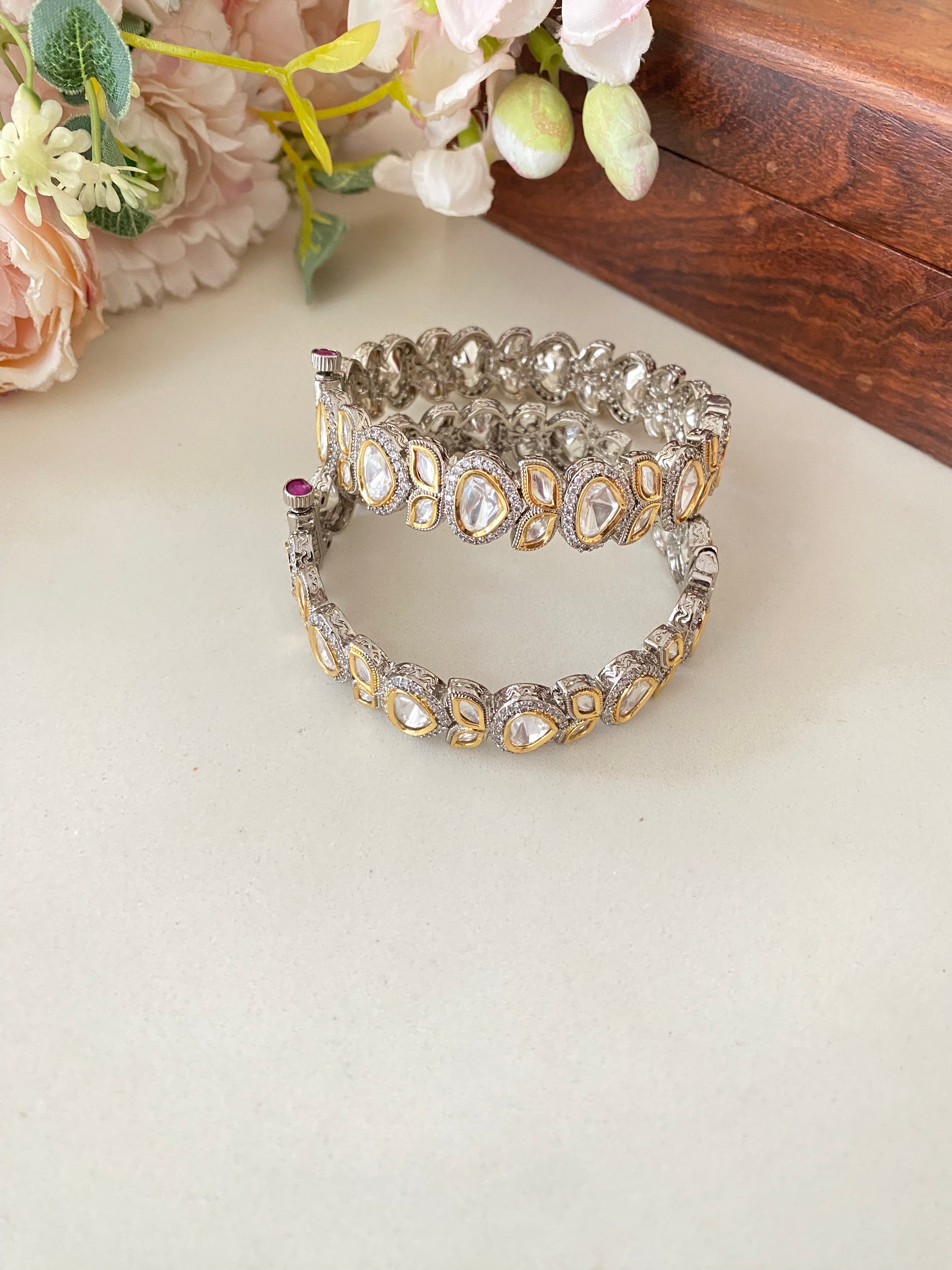 Silver plated Moissanite Bangles