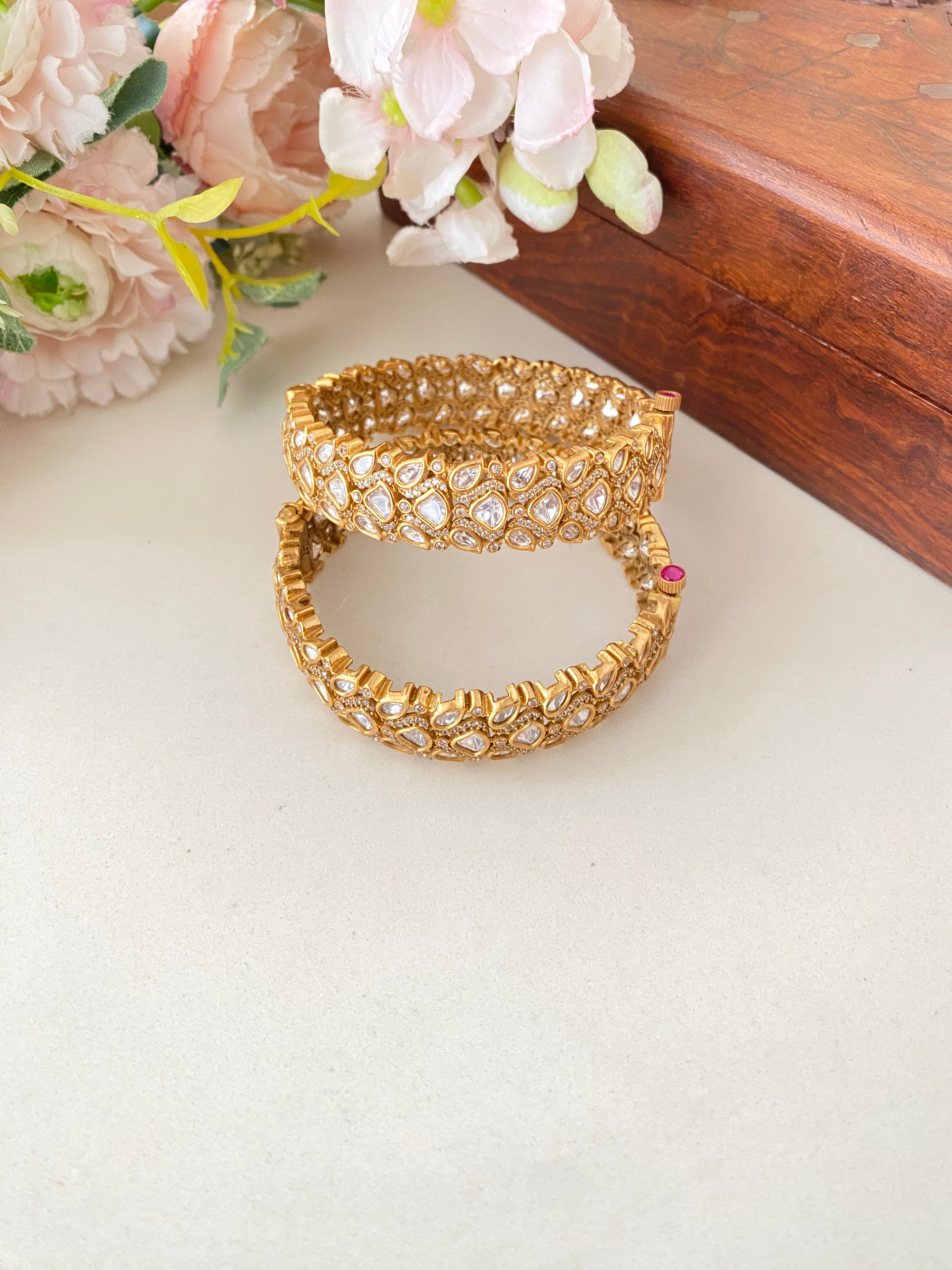 Gold plated Moissanite Bangles