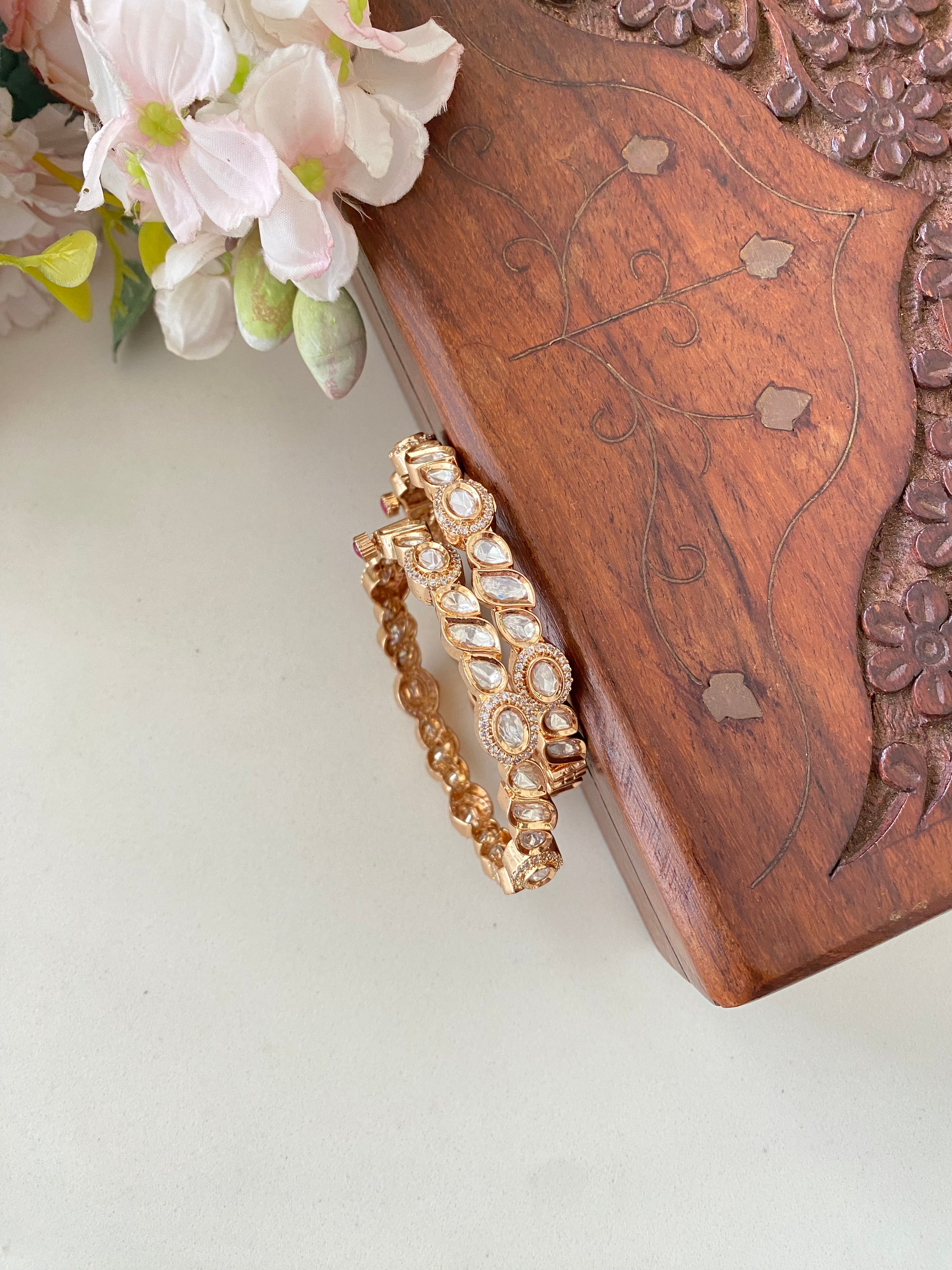 Gold plated Moissanite Bangles