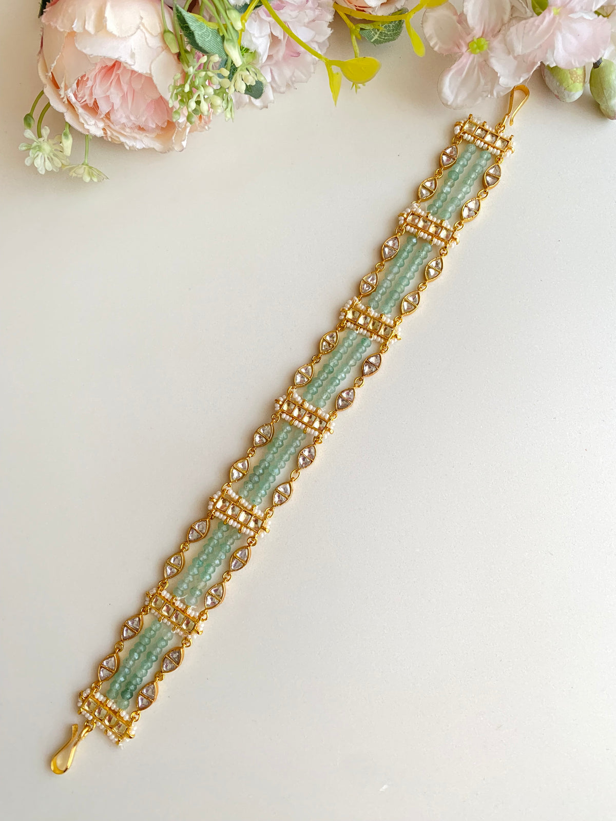 Gold plated Kundan mint sheeshphool