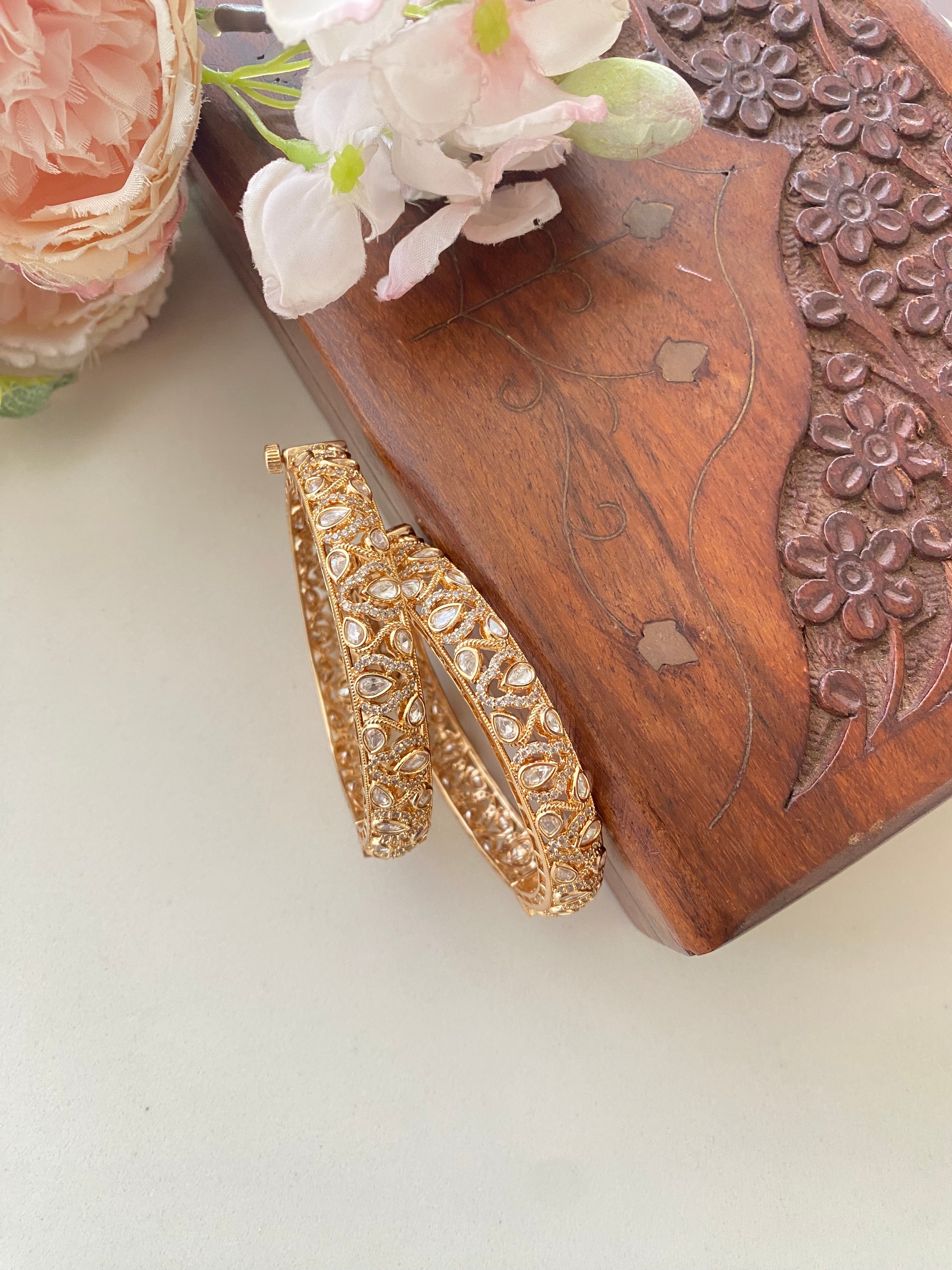 Gold plated Moissanite Bangles