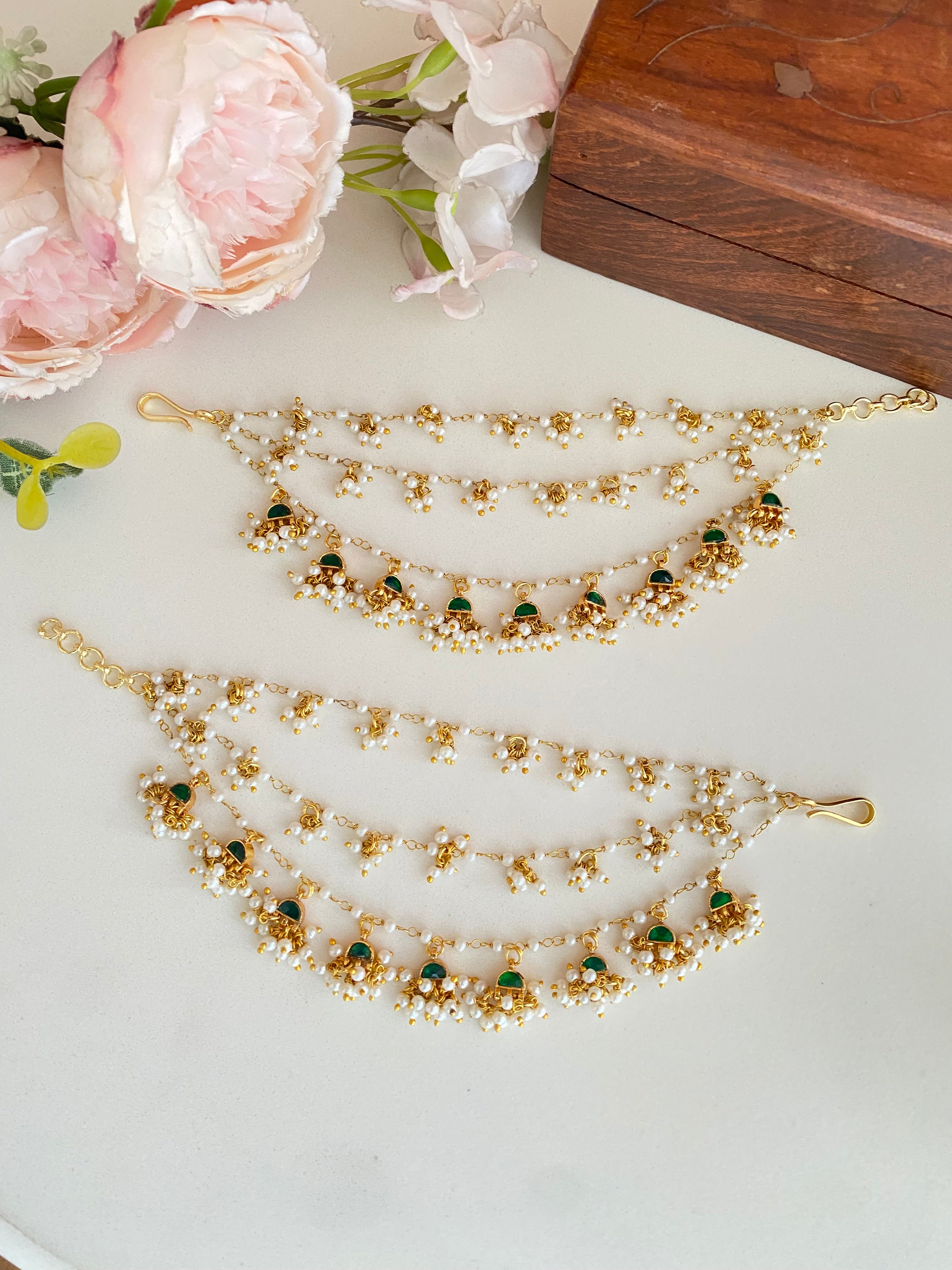 Gold plated Kundan Ear Chain