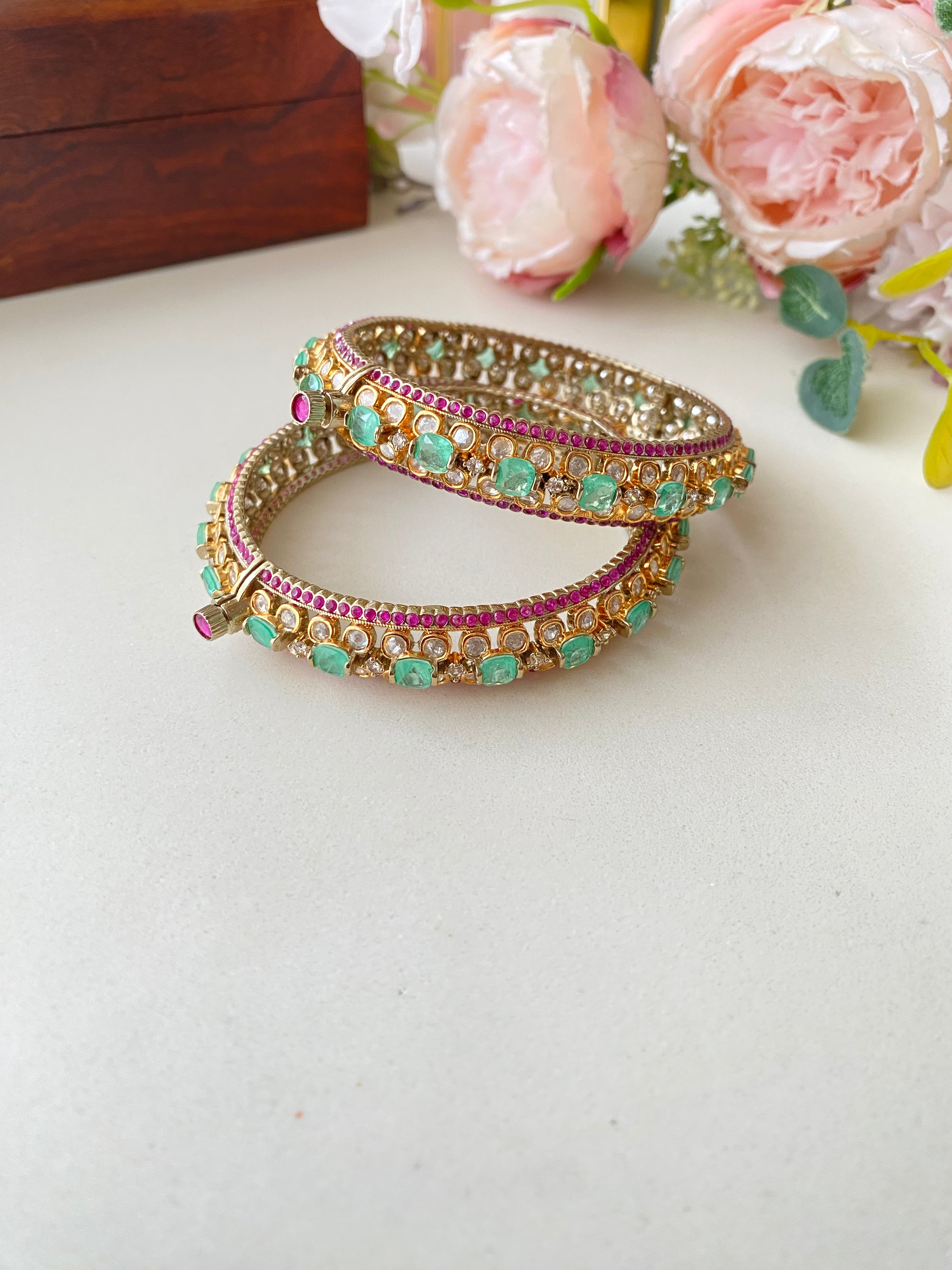 Gold plated Moissanite Bangles
