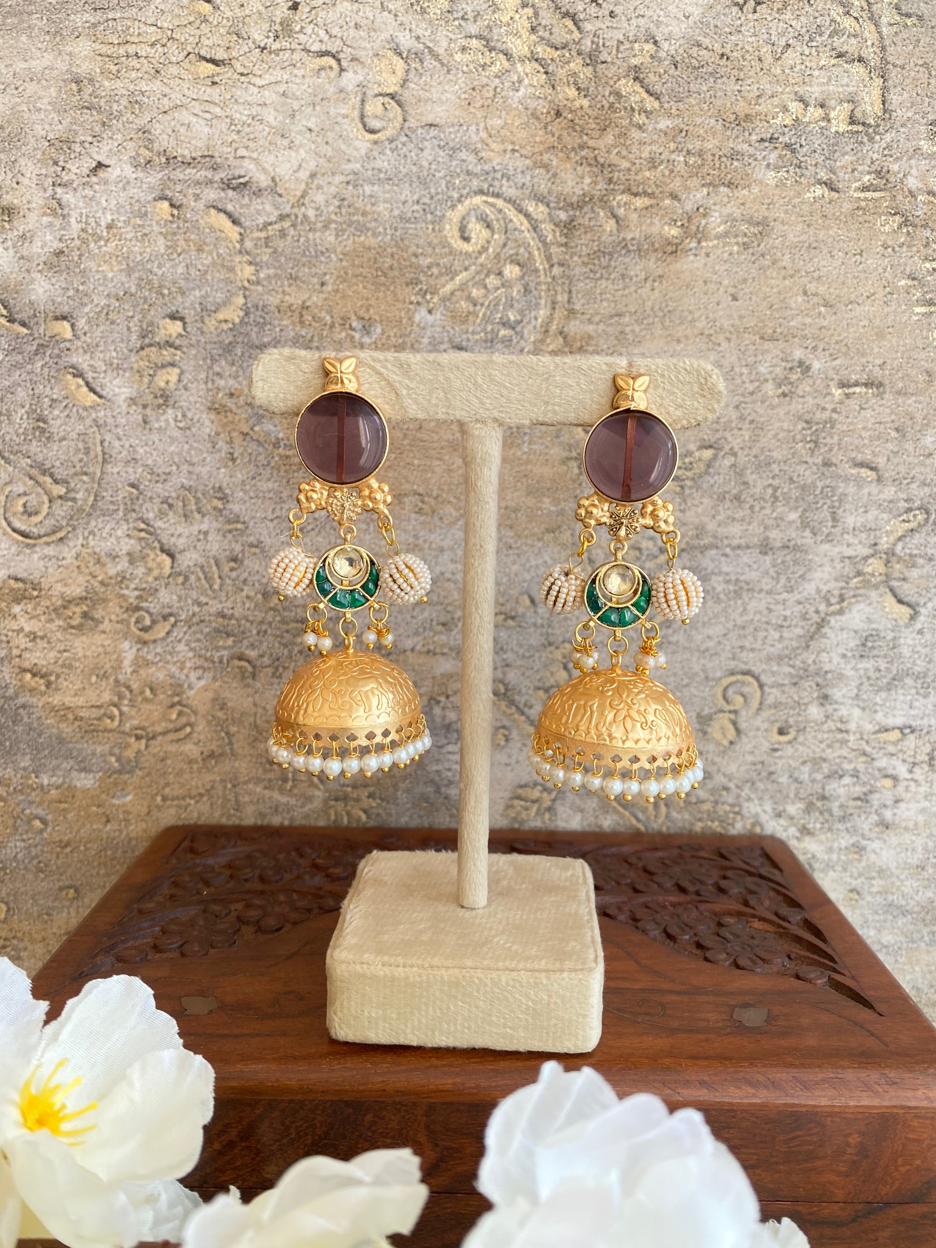 Oxidised Green Earrings