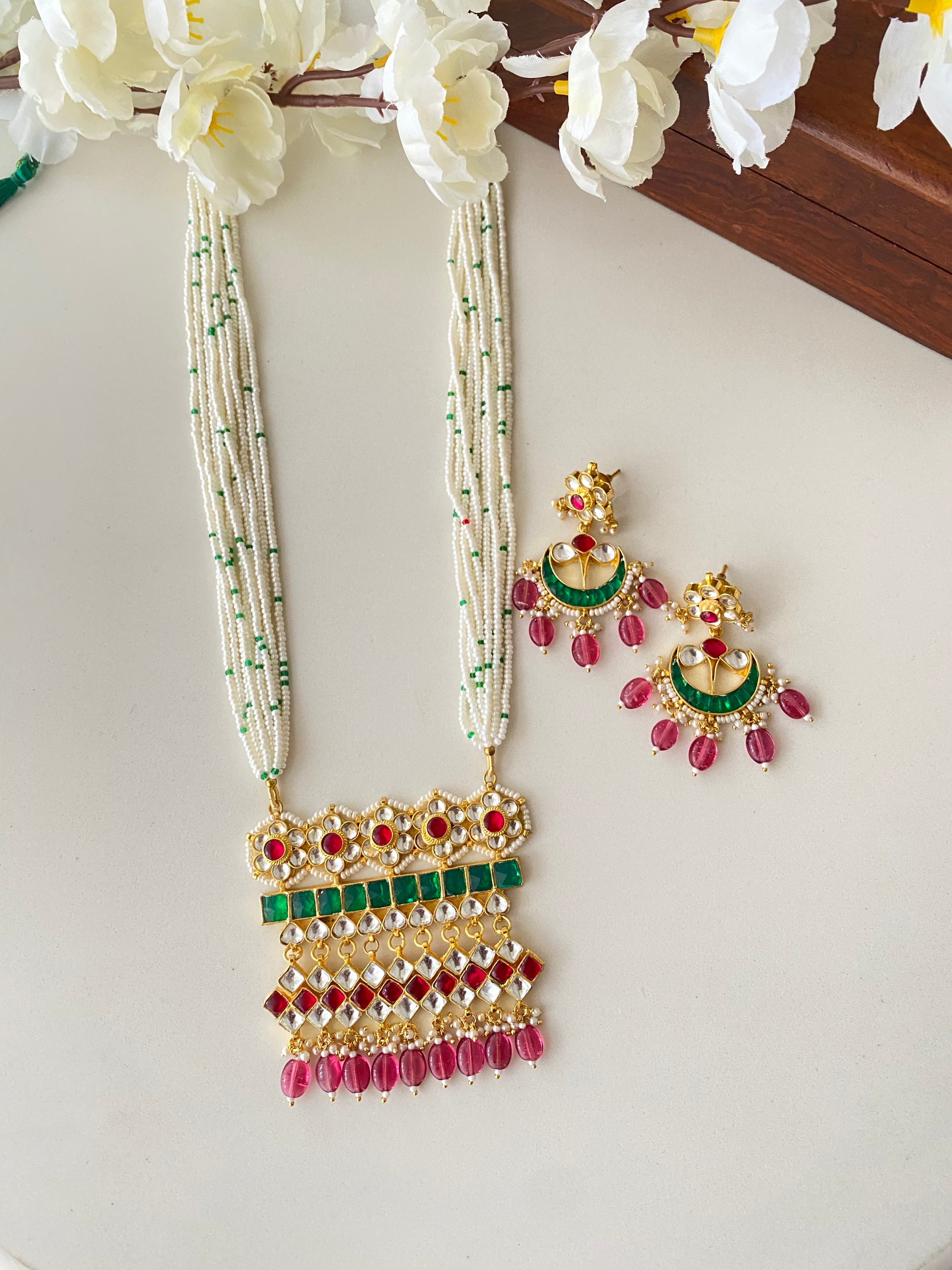Gold Plated Kundan Long Necklace set