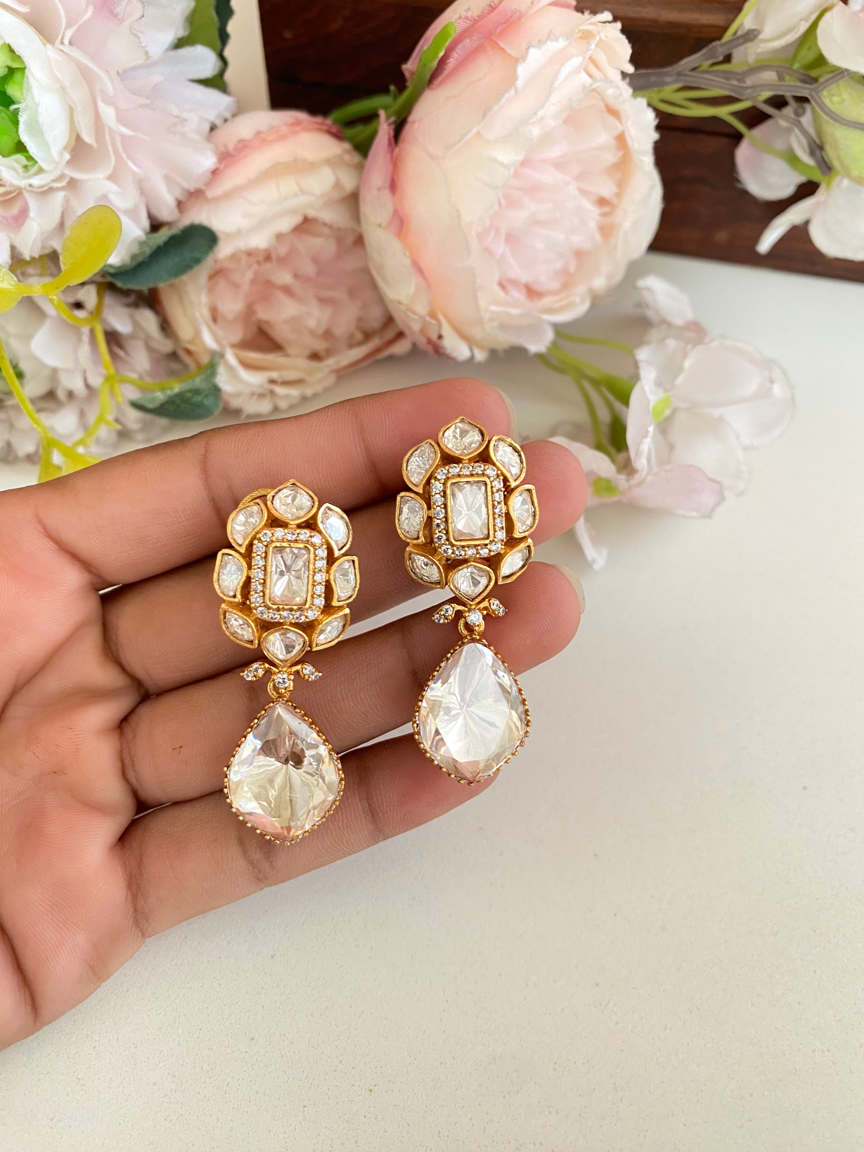 Moissanite Polki Earring