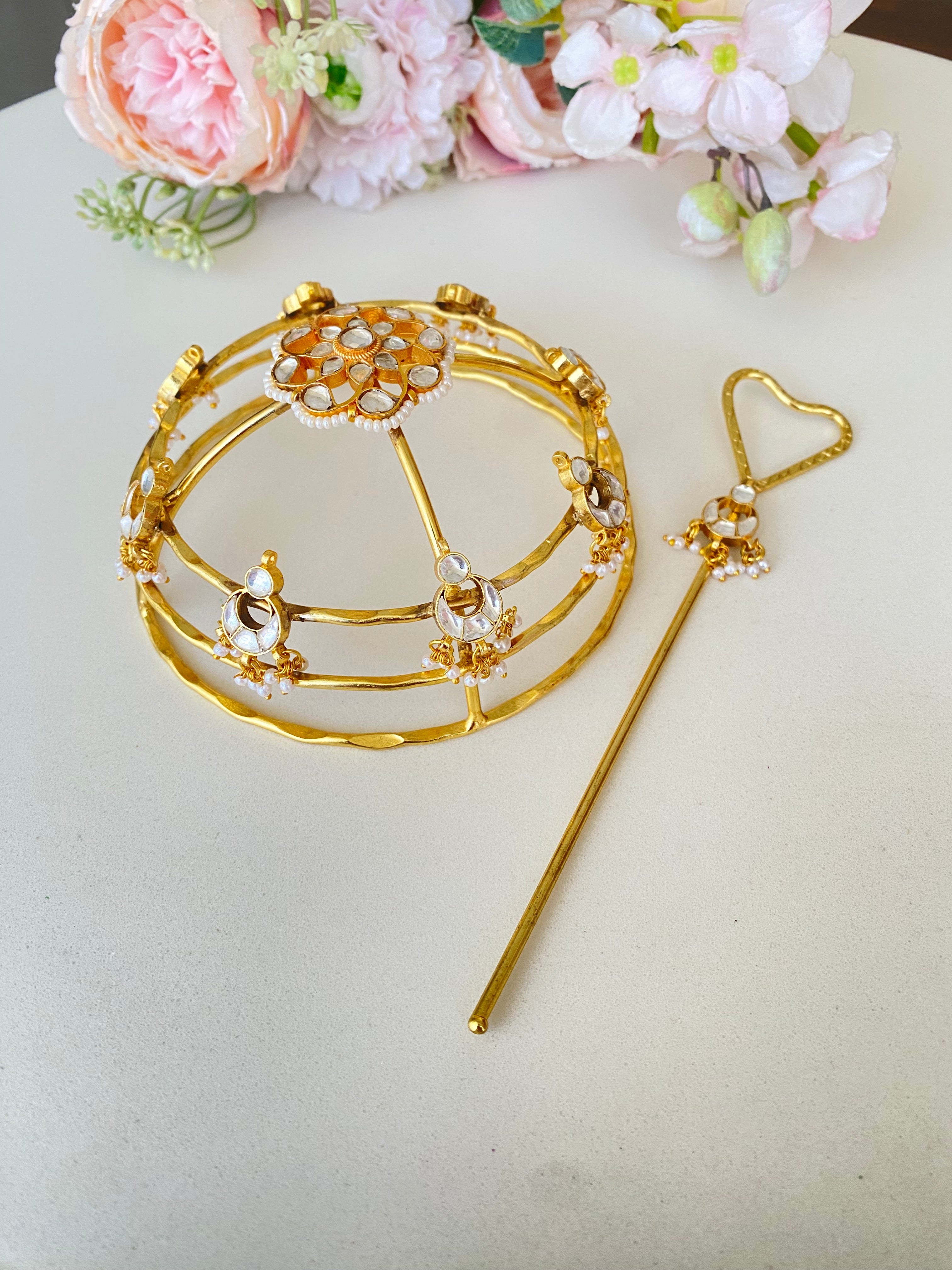 Kundan Hair Bun Holder with Juda Stick