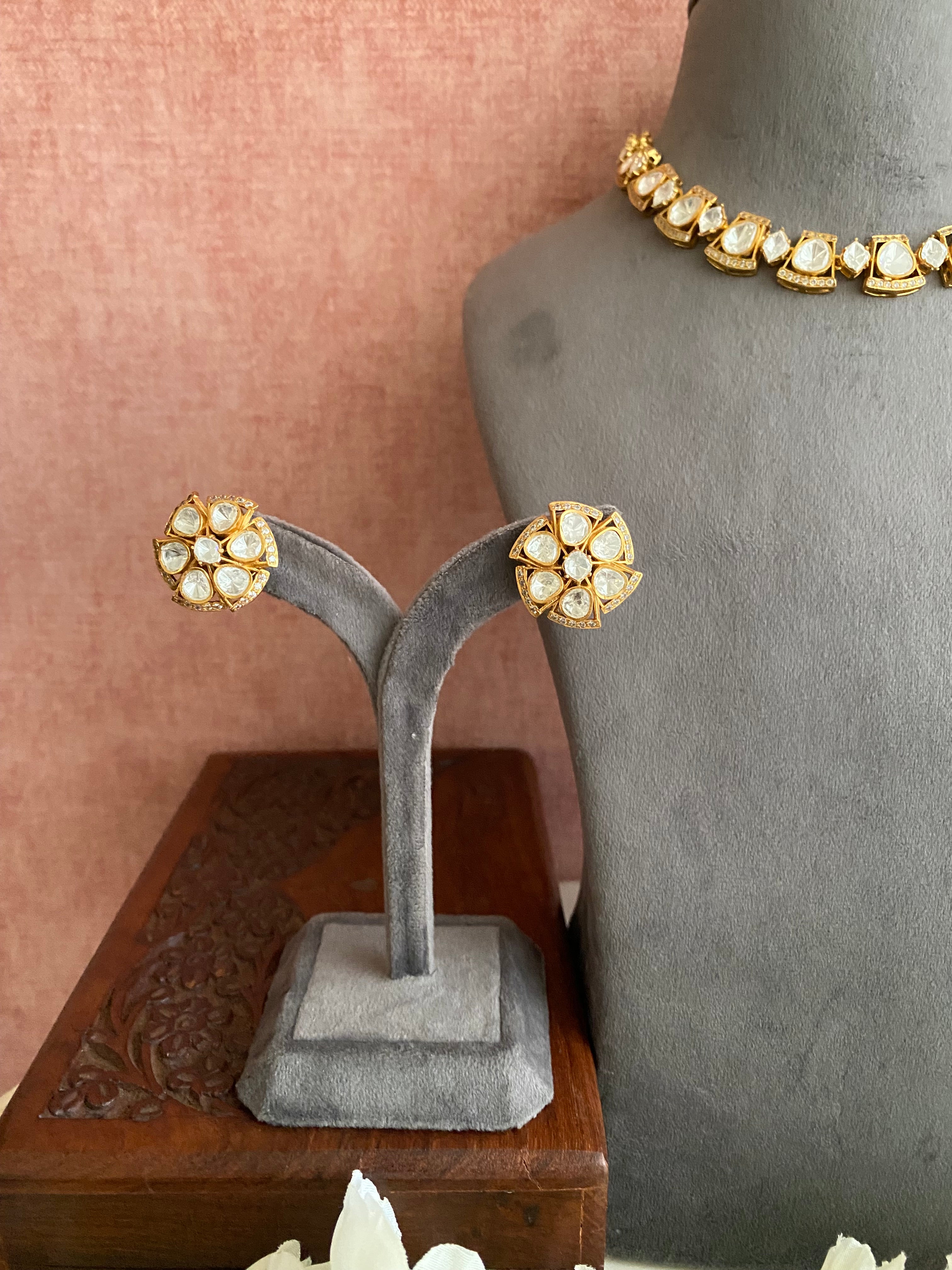 Gold plated Moissanite Choker set
