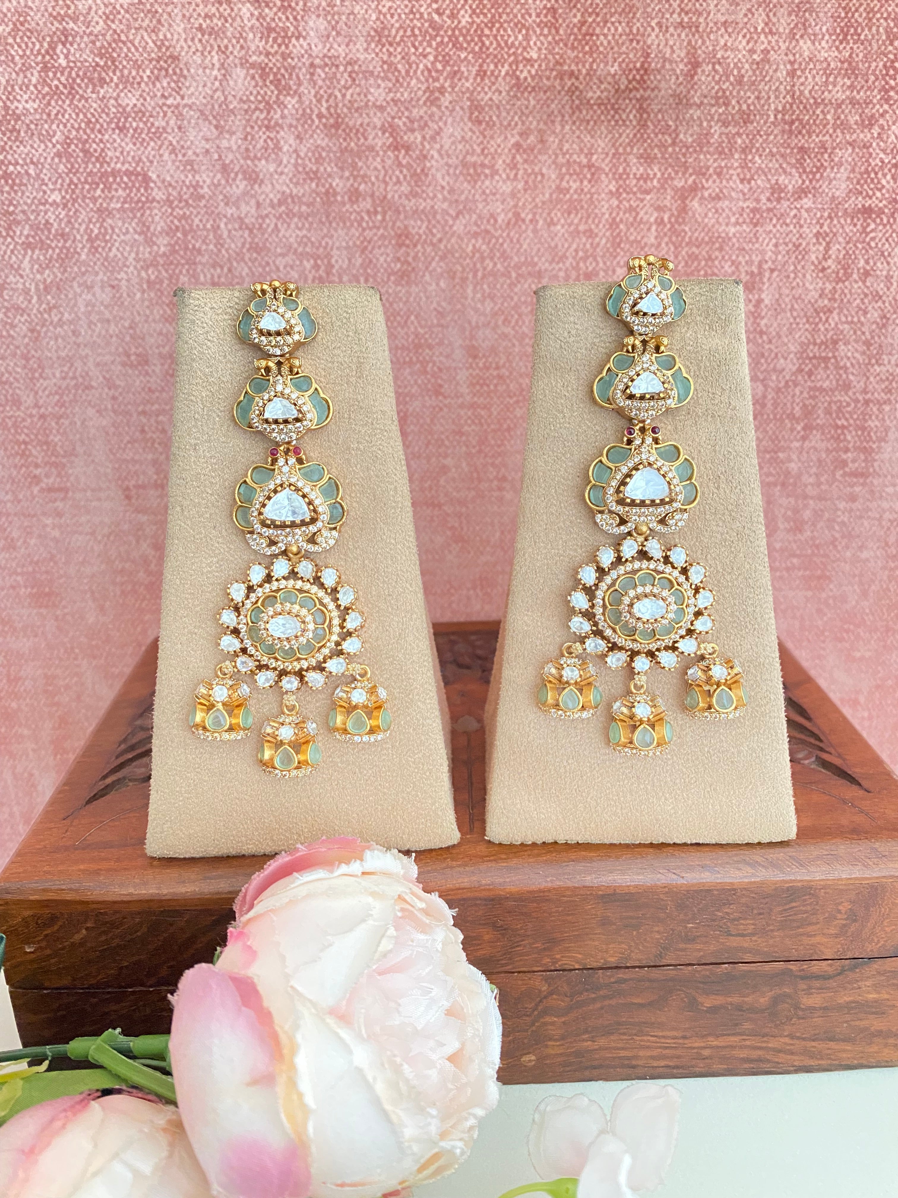 Mint Moissanite earrings